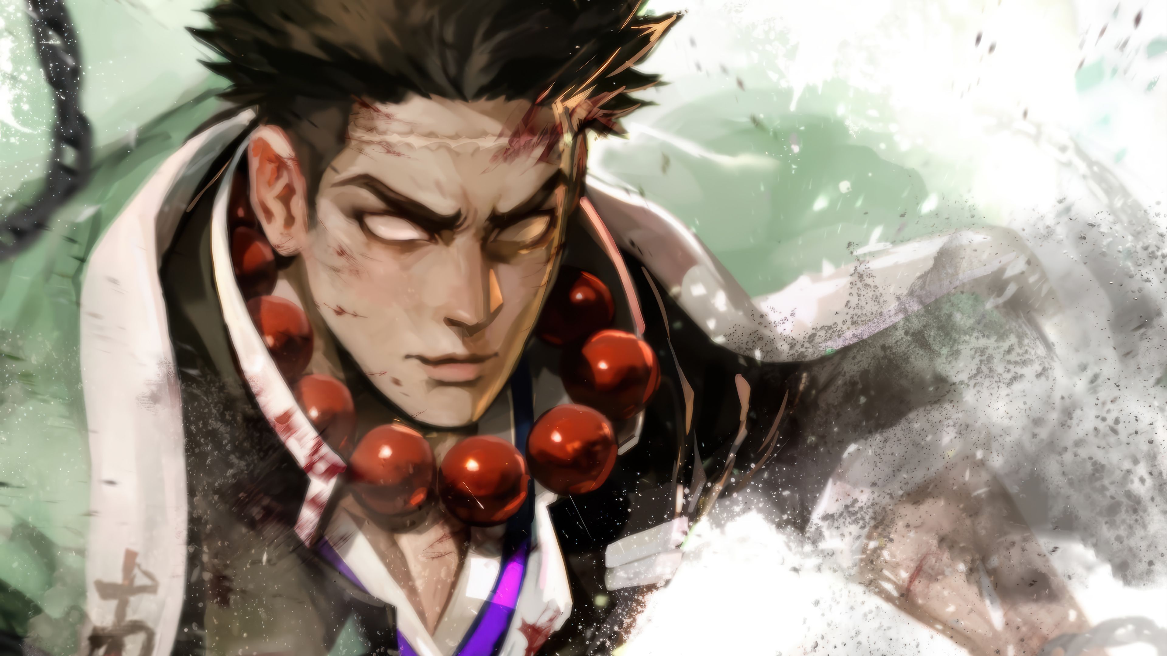 3840x2160 Gyomei Demon Slayer Stone Hashira 4K Wallpaper HD PC