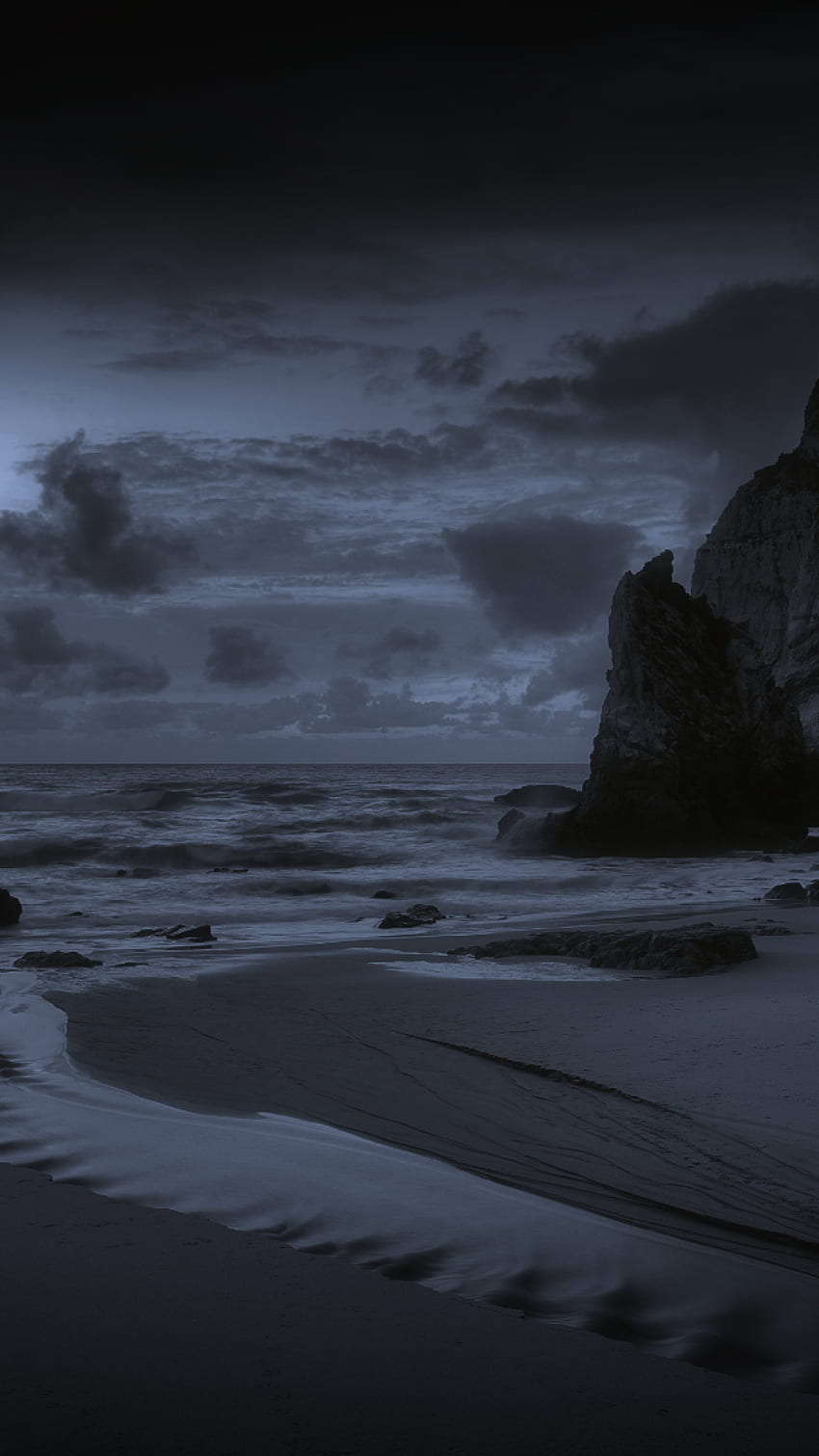 850x1511 Dark Beach iPhone, Dark Waves HD phone wallpaper