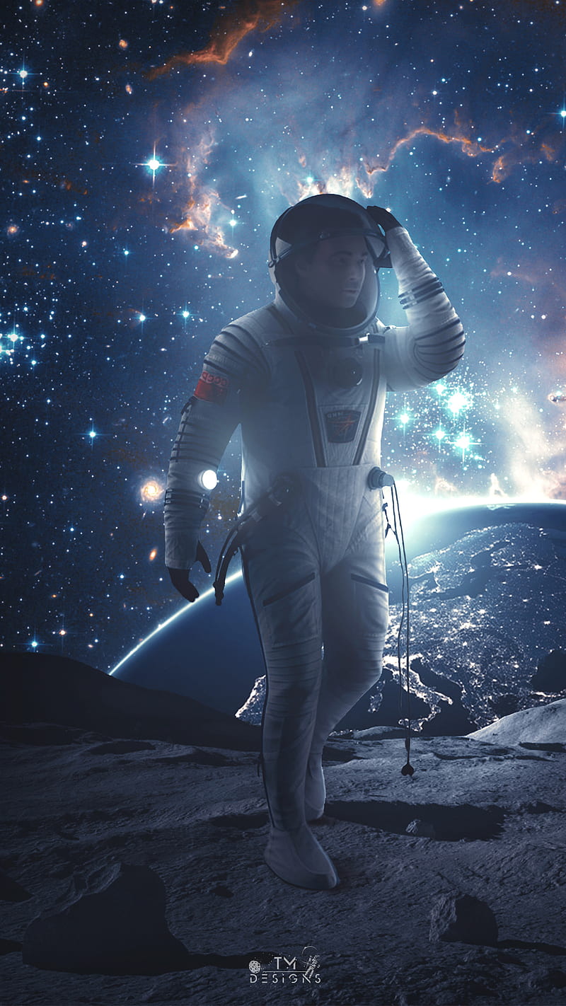 800x1422 Moon walk, astronaut, fiction, marischabecker, science, scifi, space, spaceman, HD phone wallpaper