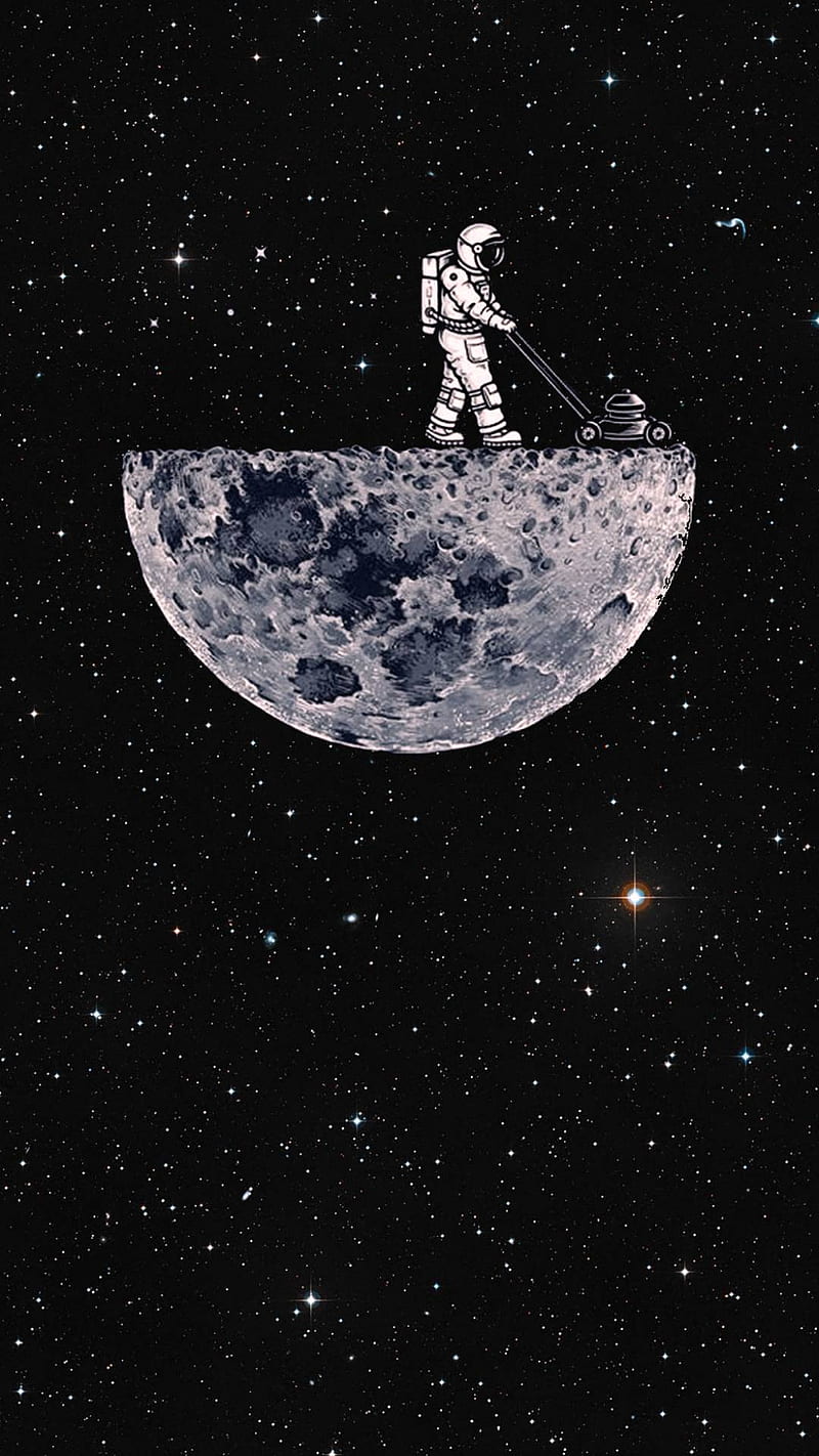 800x1422 Space Walk, flag, lawn, mower, low, space, HD phone wallpaper