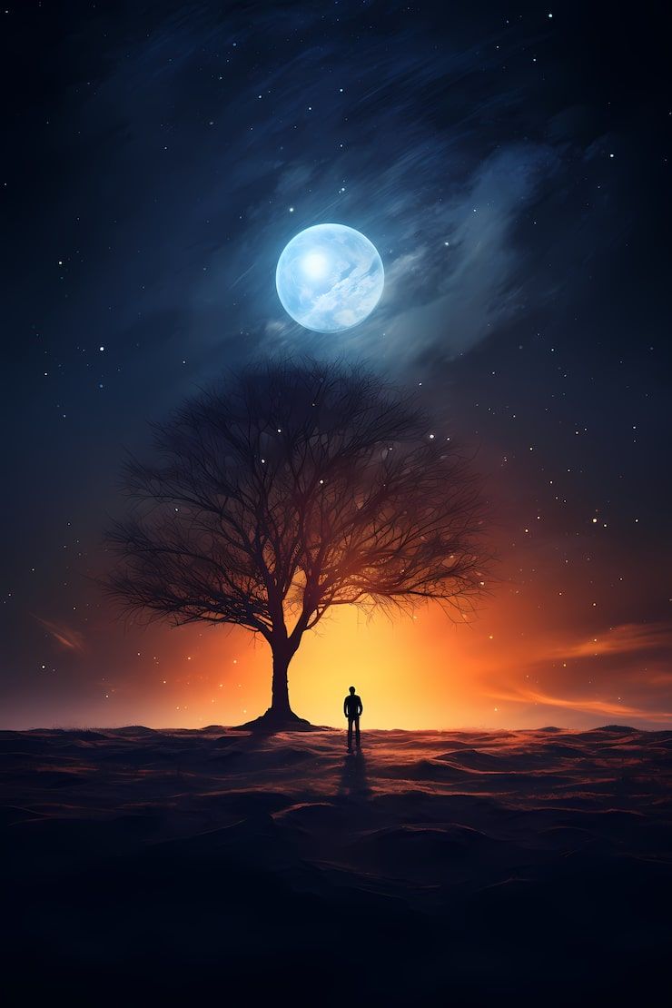 740x1110 Walk under moon Image