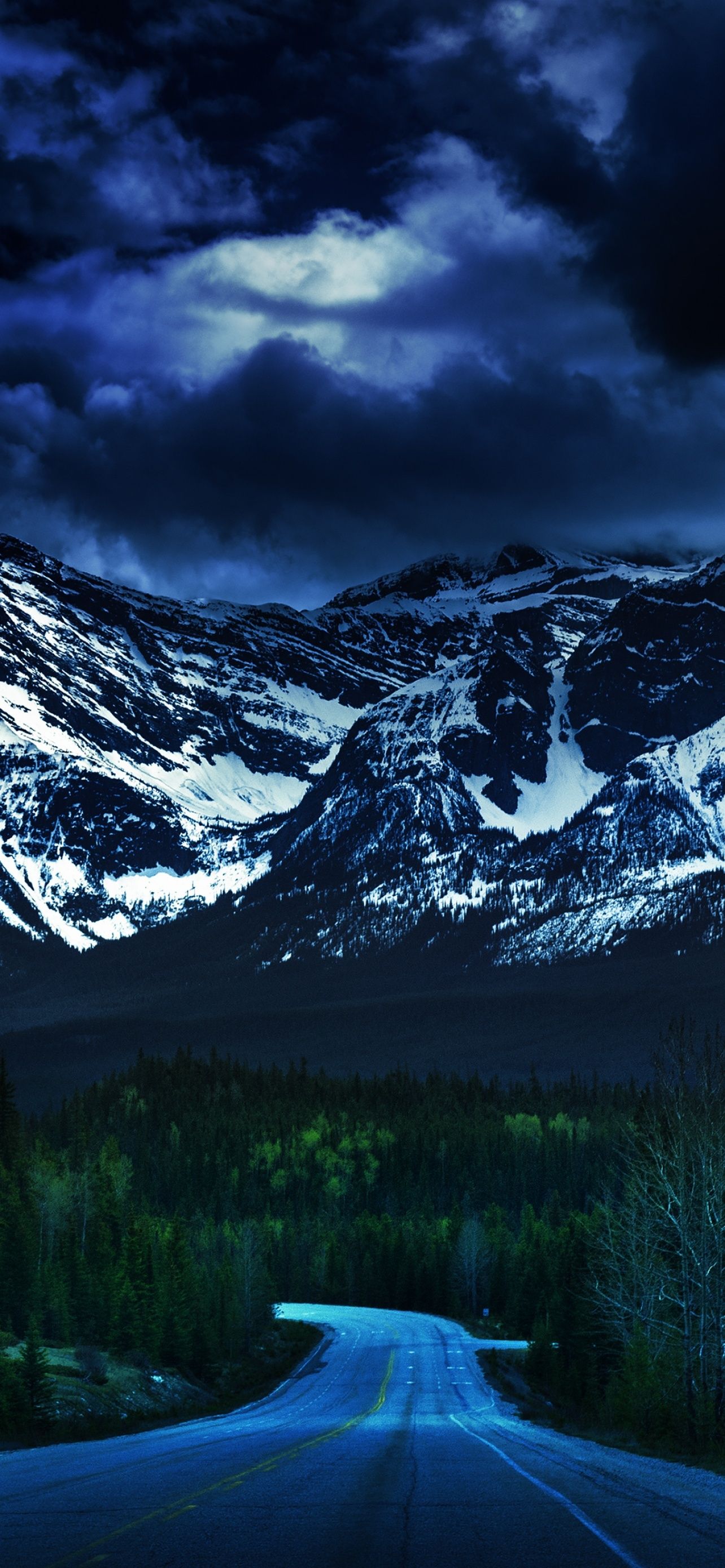 1284x2778 Icefields Parkway Canadian Rockies Dusk Dark Clouds Stormy