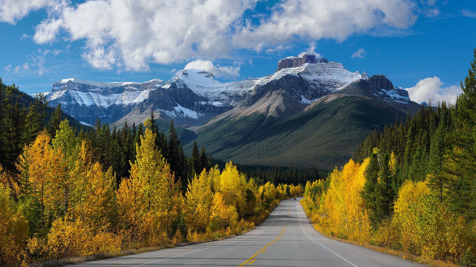 1920x1080 Autumn in Canadian rockies, Hwy Icefields Parkway in Banff National Park in Alberta, Canada. Windows Spotlight Image
