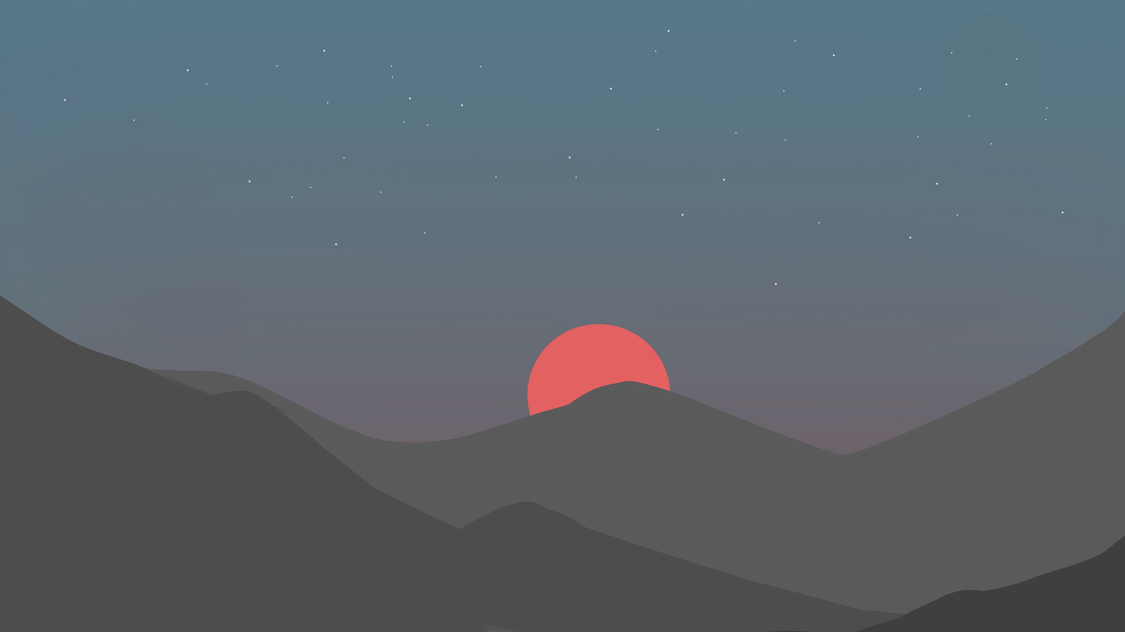 3840x2160 Minimalist Mountain Sunset Artistic Minimalism 4K HD Minimalism Wallpaper