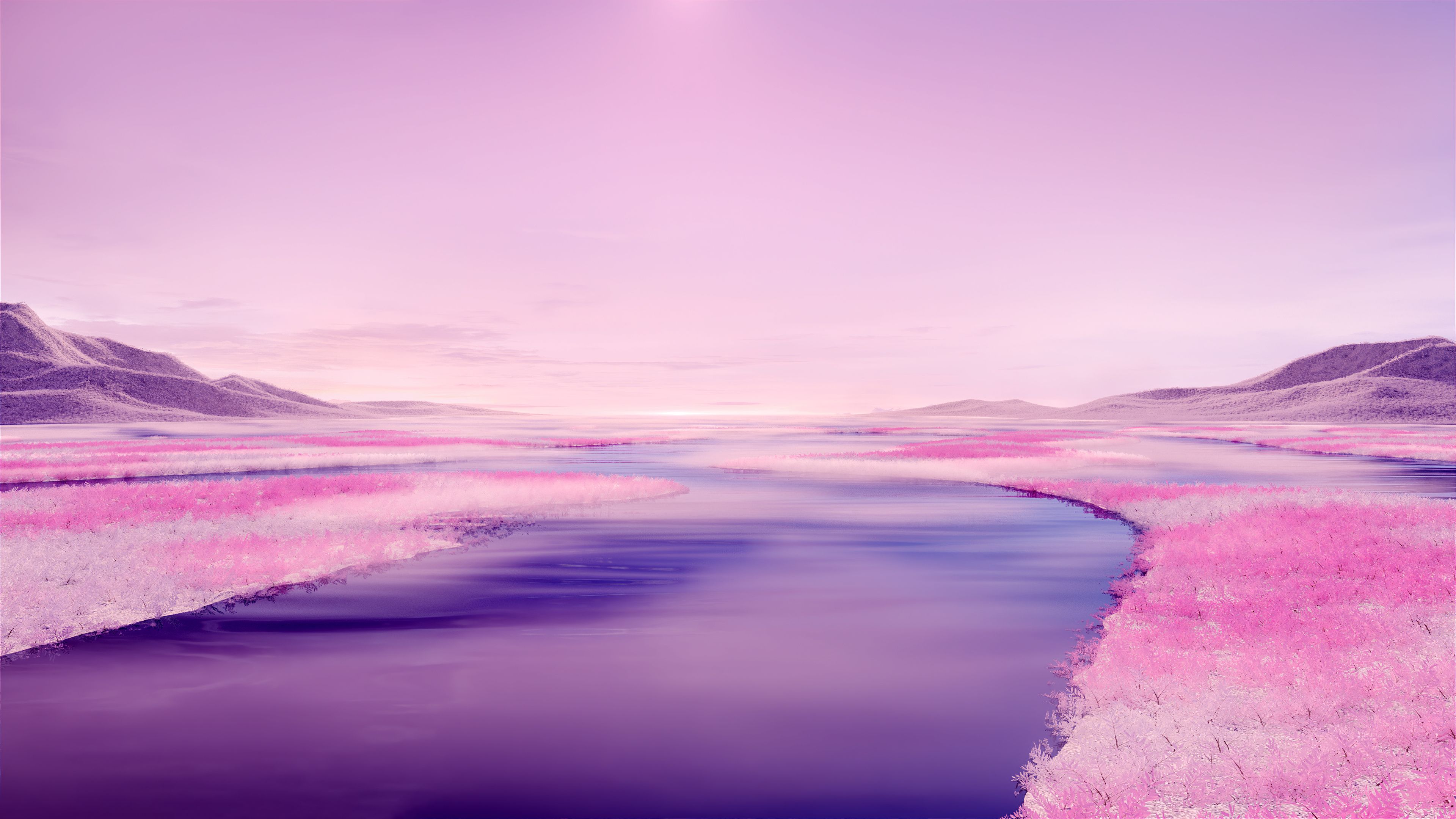 3840x2160 Pink aesthetic Wallpaper 4K, River, Surreal, Landscape