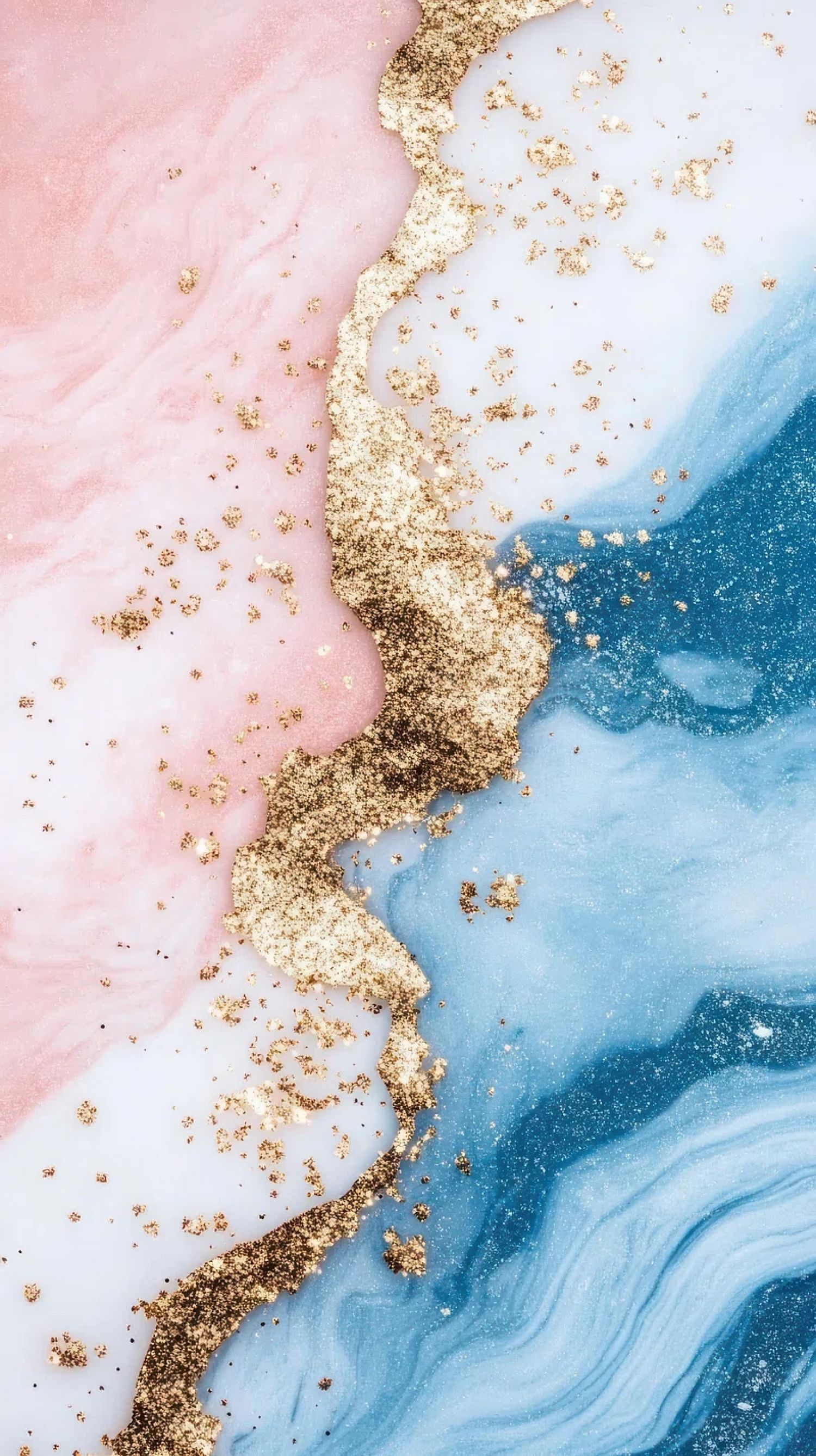 1500x2675 Gold Leaf And Glitter Marble Aesthetic HD 4K