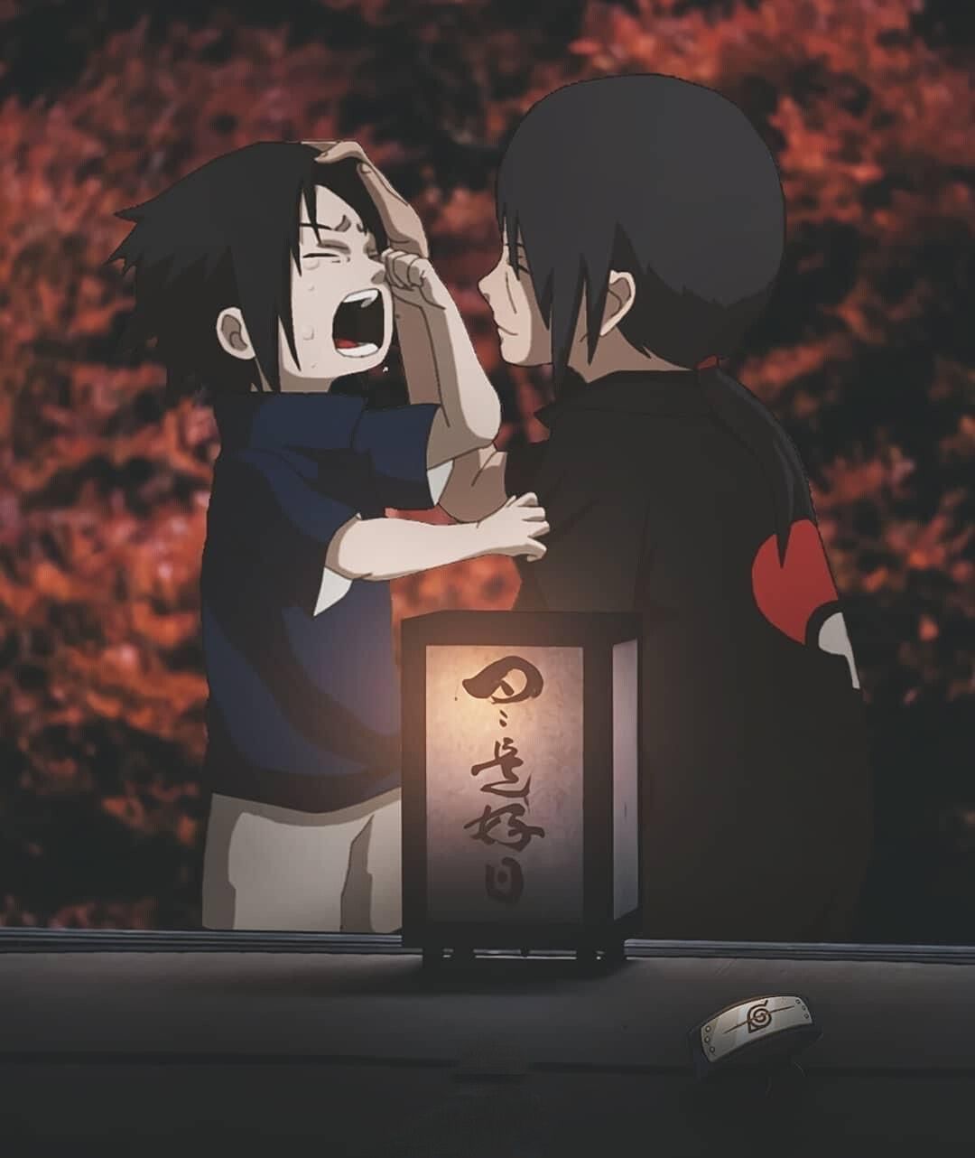 1080x1282 Complete Friendship: Itachi pats Sasuke's head, smiles share joy
