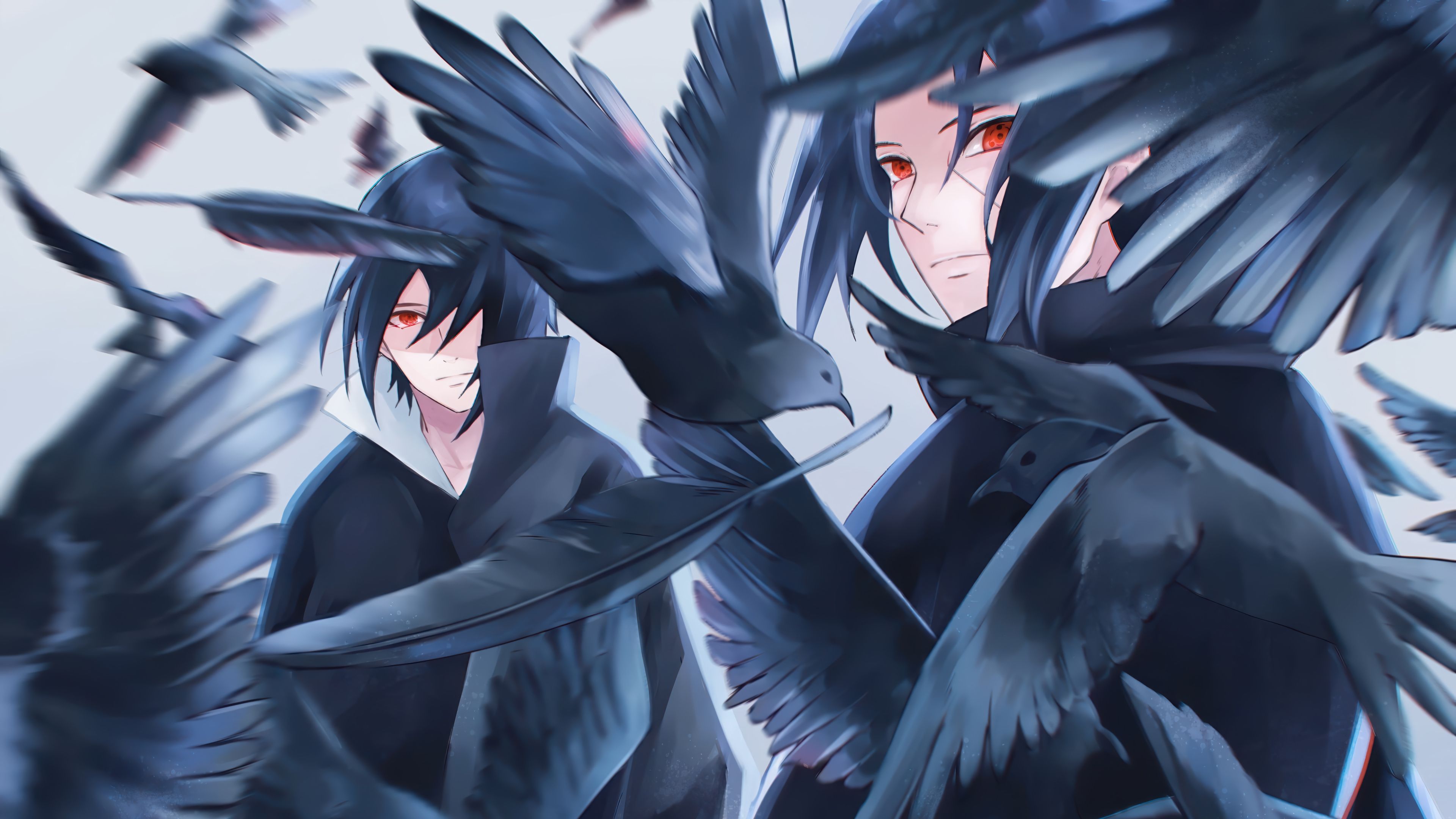 3840x2160 Itachi Sasuke Sharingan Crow Wallpaper 4K HD PC