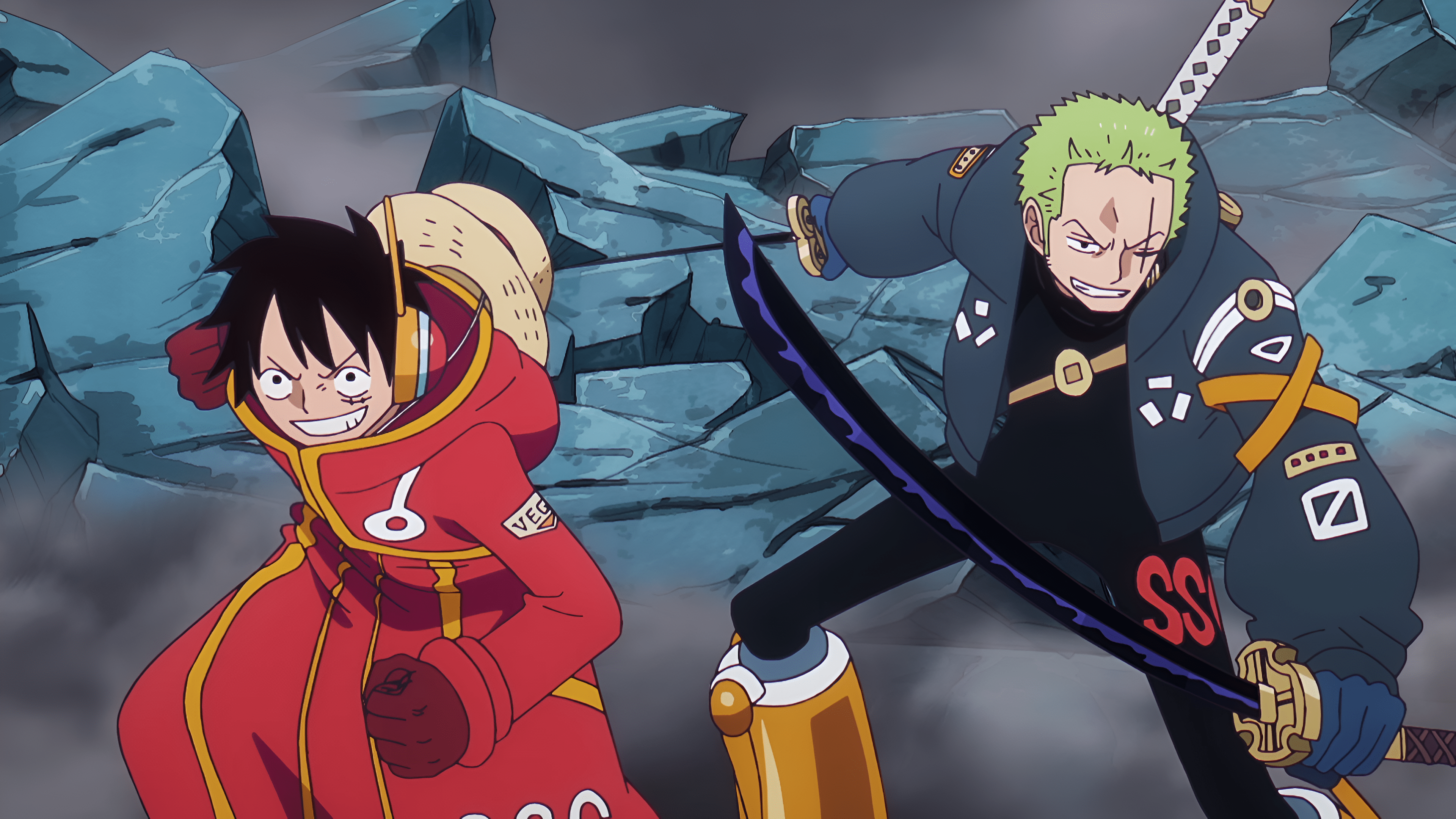 3840x2160 Epic 4K One Piece Wallpaper: Luffy & Zoro in Actionx2160