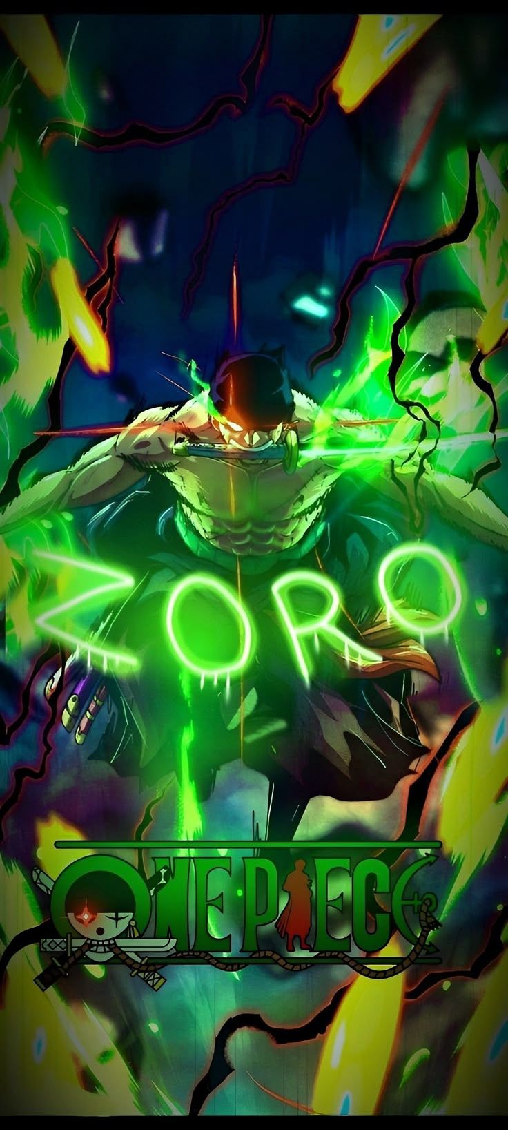 736x1636 Zoro logo wallpaper 4k. Zoro haki 4k, Zoro 3D wallpaper