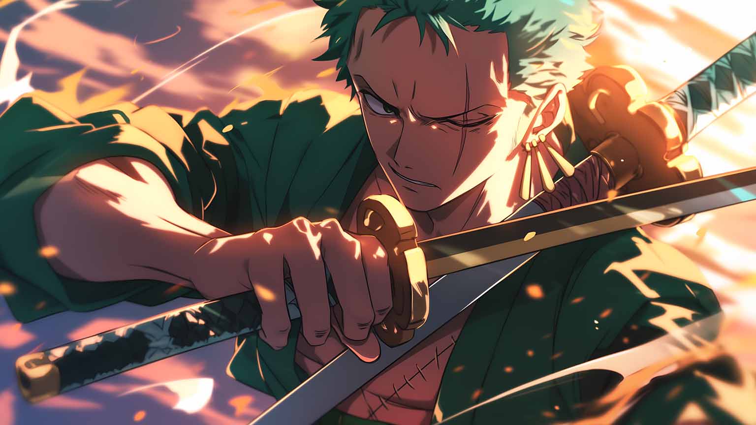 1536x864 One Piece Roronoa Zoro Unyielding Spirit Desktop Wallpaper 4K