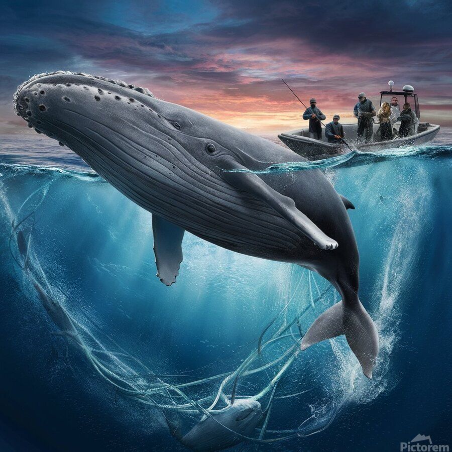 900x900 a captivating image of a majestic blue whale swim by mamado wall art Wall Art