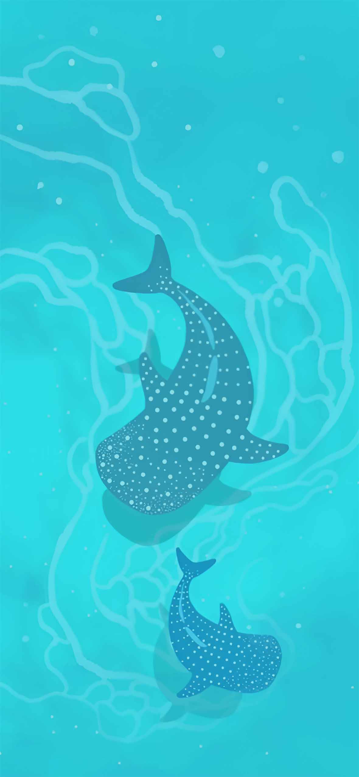 1180x2554 Oceanic Vibes Whale Sharks Wallpaper Wallpaper HD
