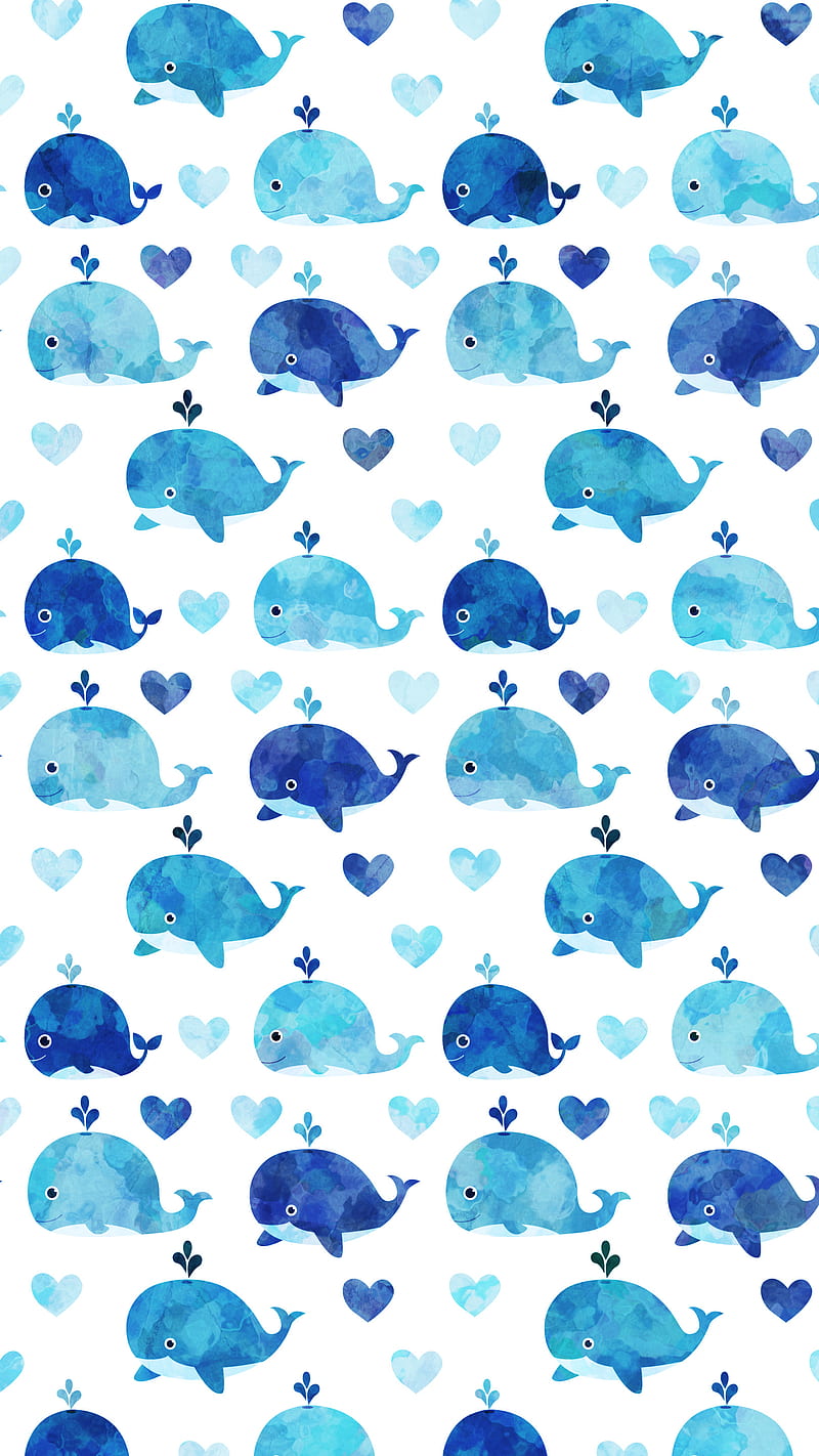 800x1422 Cute Blue Whales, Cute, Pravokrug, HD phone wallpaper