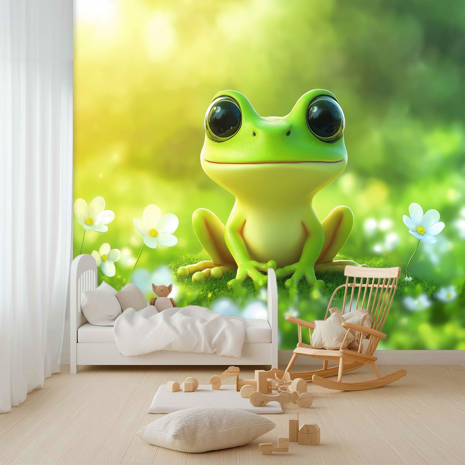 1600x1600 Cute Cartoon Frog Grass Mural Bedroom Fantasy Wallpaper Room Decor Living Room tv Background Large Wall Mural x H100 (Not Peel and Stick)