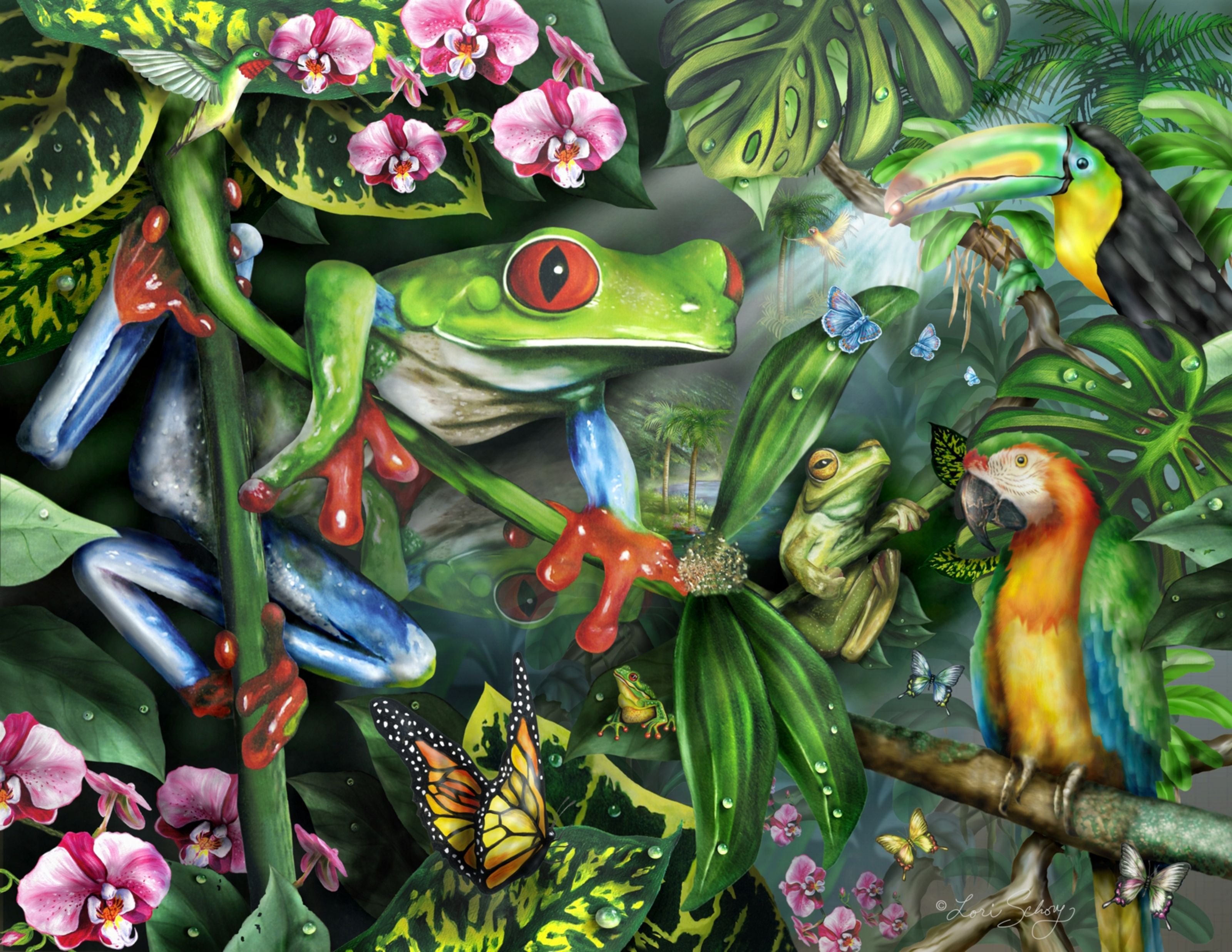 3200x2473 Frogs in the Mist Wall Mural