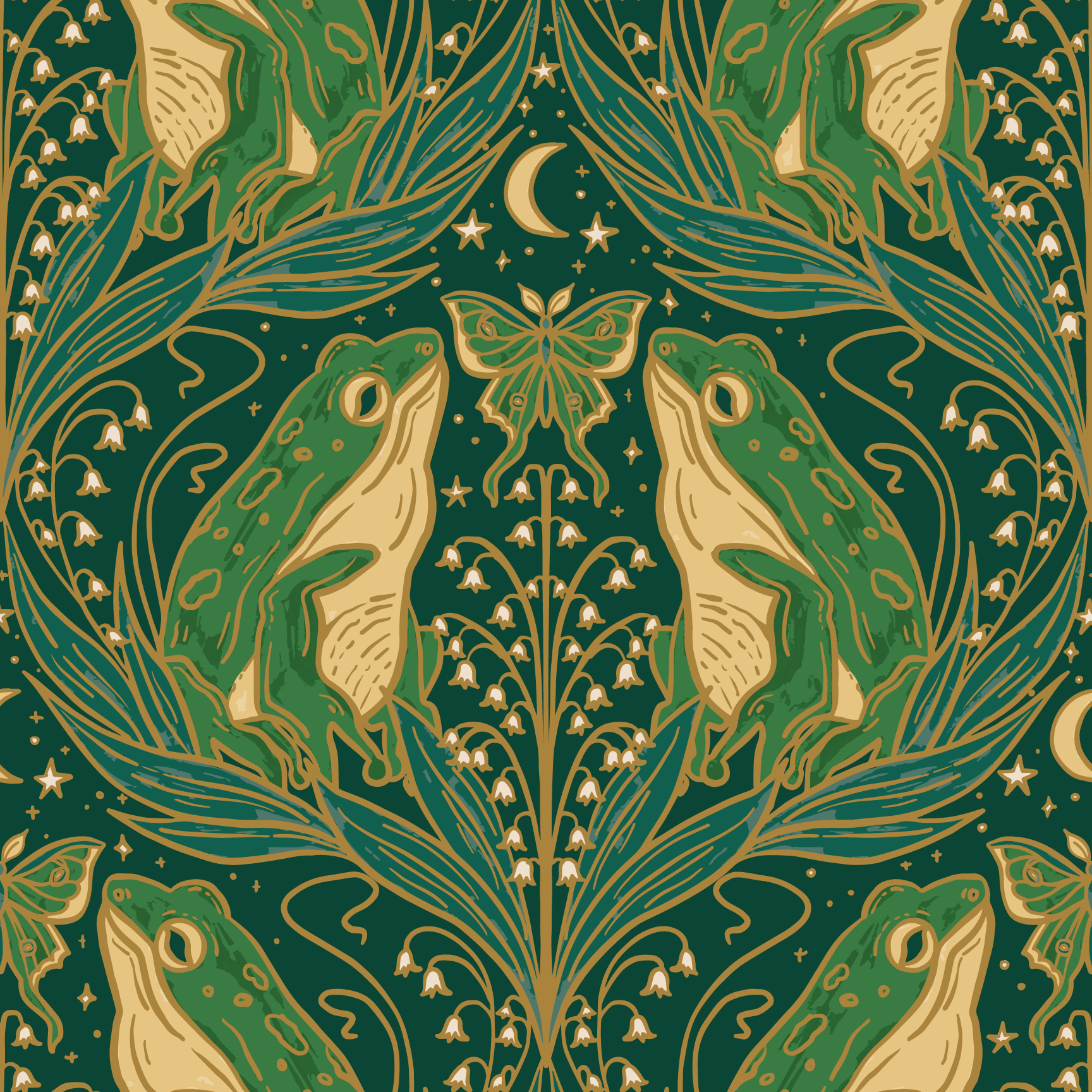 1728x1728 Frog Nouveau Peel and Stick Wallpaper, Art Nouveau
