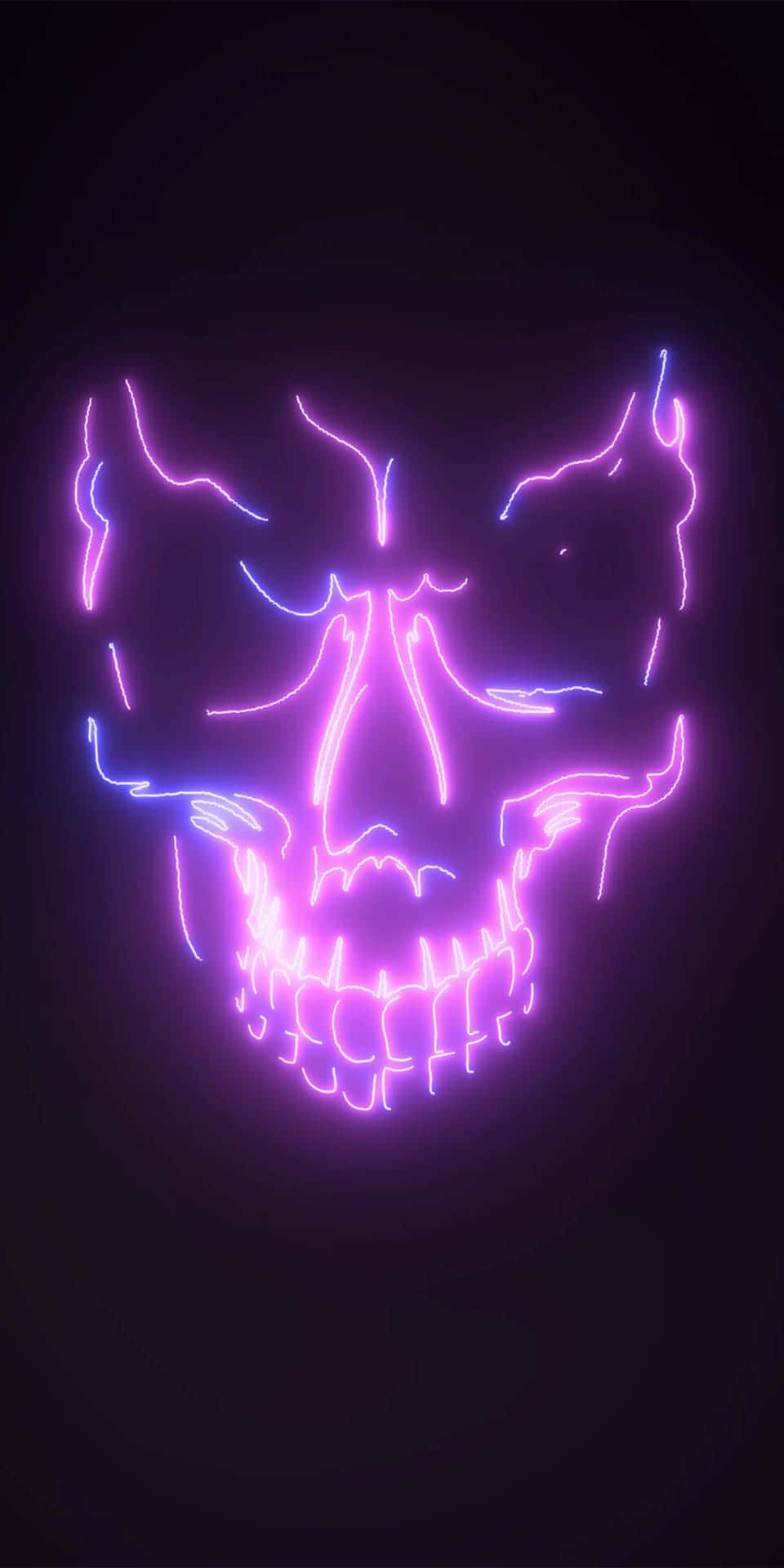 960x1920 Download Neon Purple Skull Wallpaper