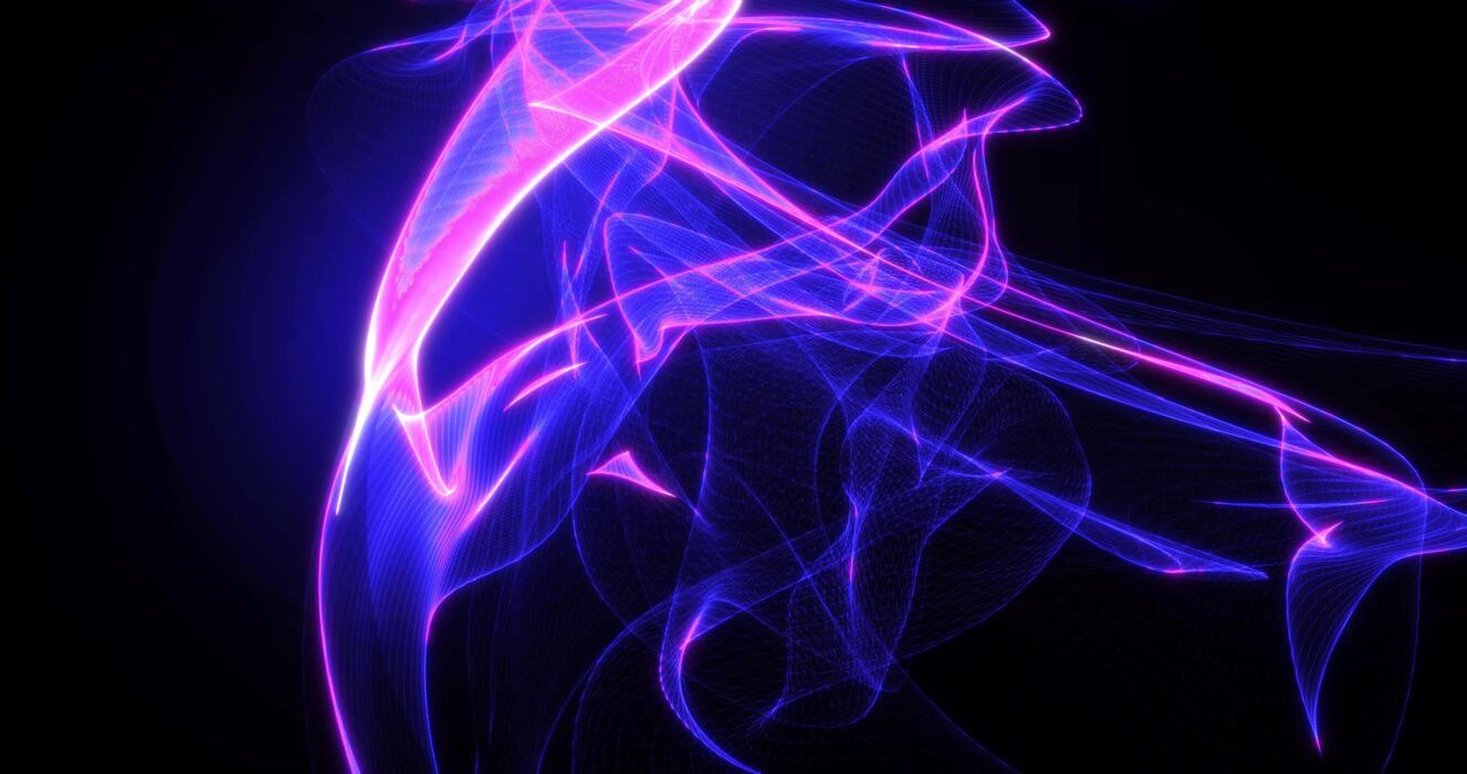 1327x700 Abstract Background With Purple Beautiful Smoke From Waves And Lines Energy Hi Tech Magic Laser Neon With Glow Effect. Screensaver Beautiful Video Animation In High Resolution 4k