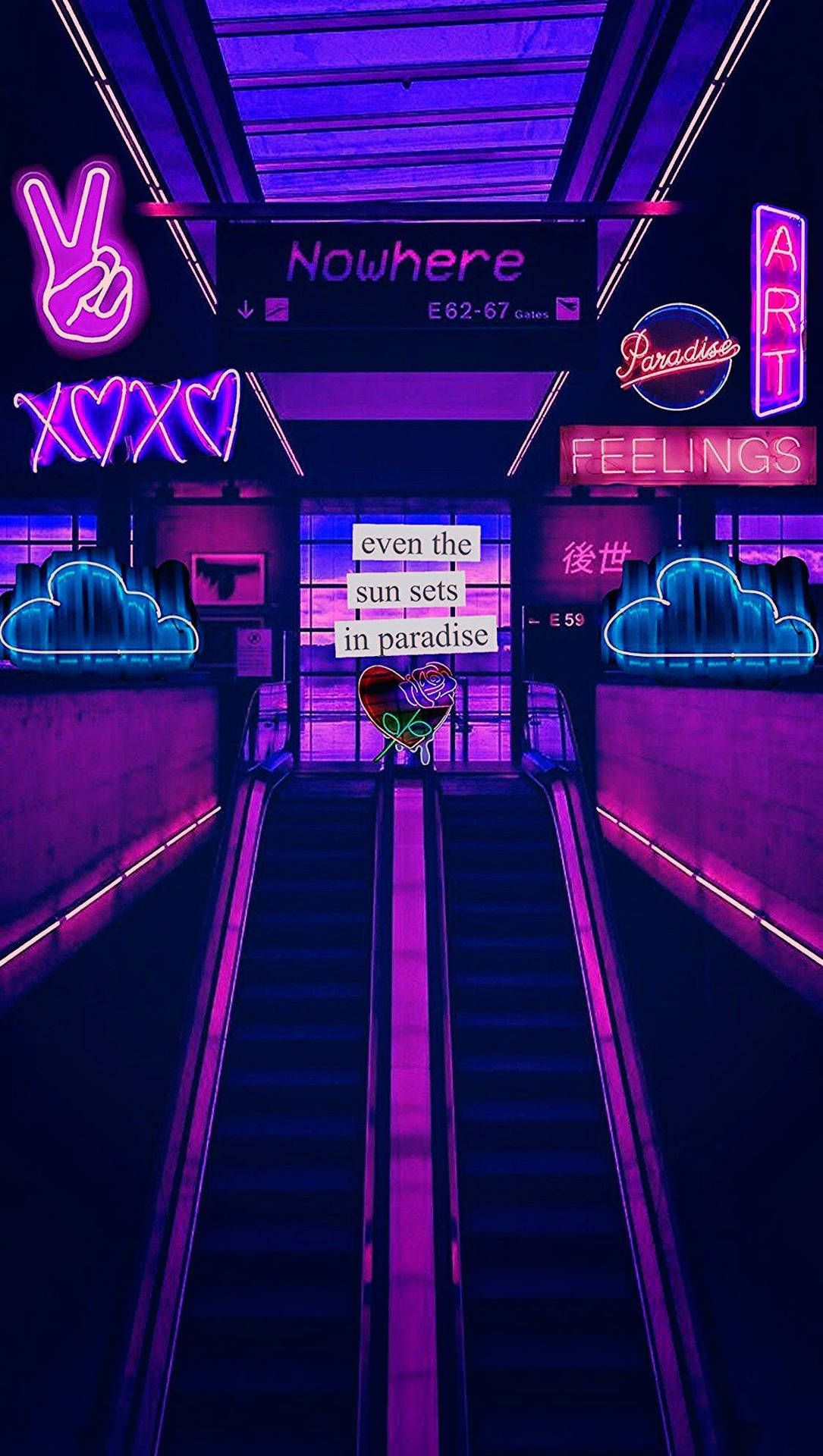 1085x1920 Neon Purple iPhone Wallpaper