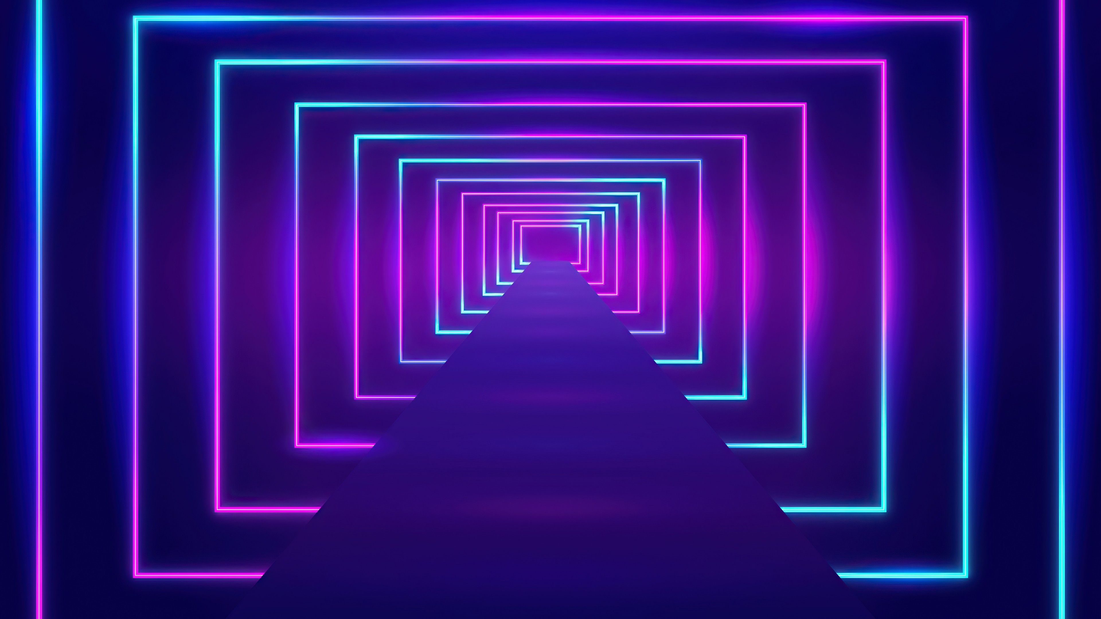 3840x2160 Tunnel lit with blue and purple neon light pattern Wallpaper 4k for Desktop