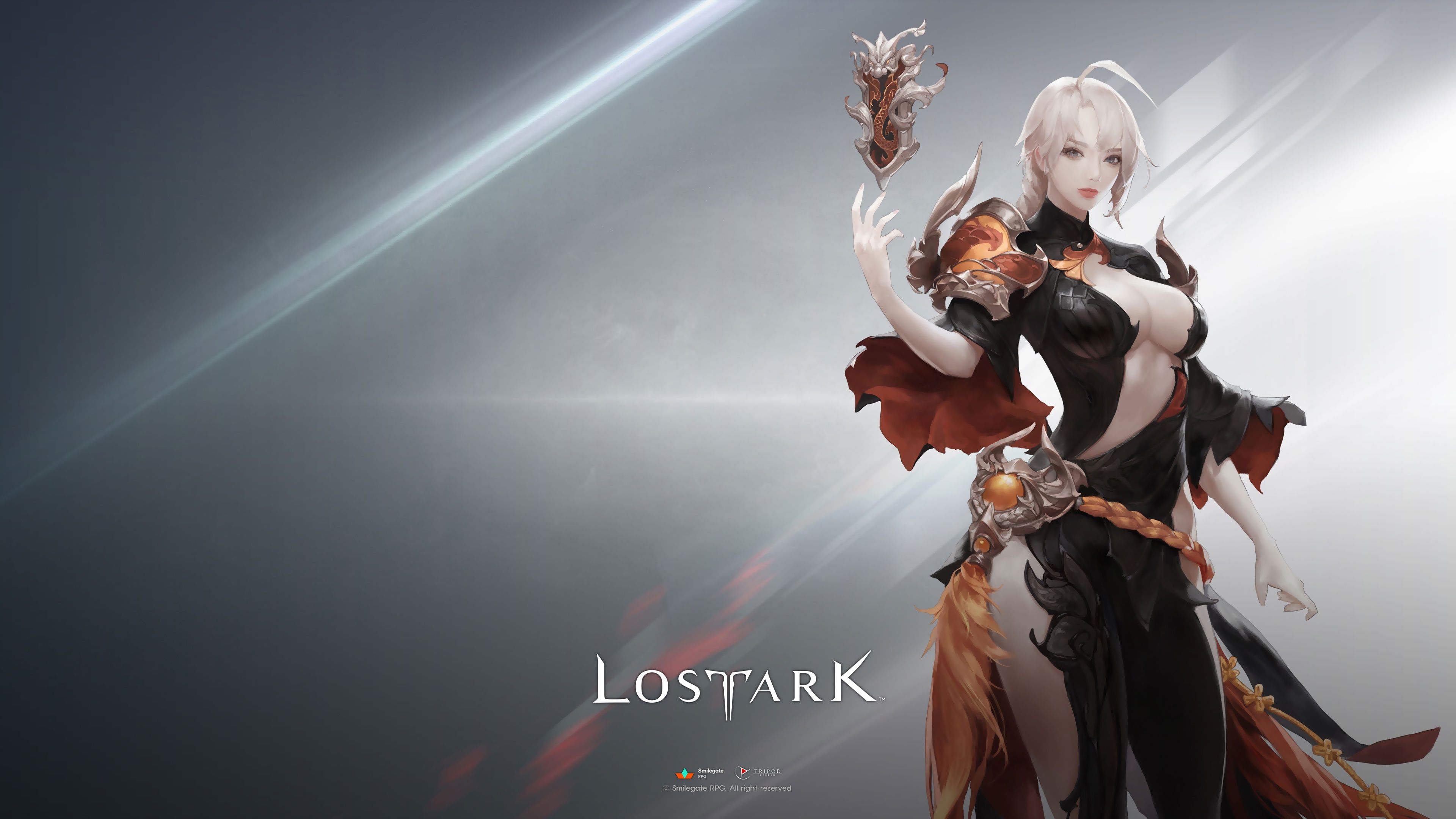 3840x2160 Wallpaper girl, game, magic, elf, magician, simple background, Lost Ark for mobile and desktop, section игры, resolution 3840x2160