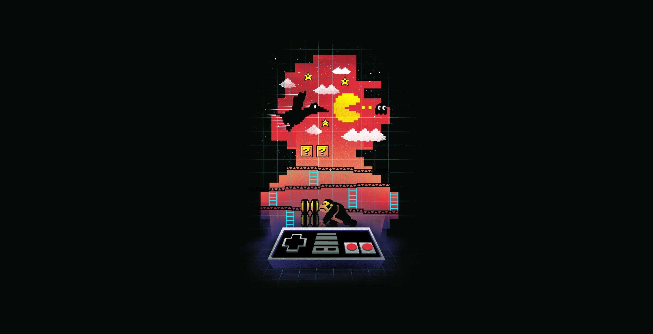 2500x1280 Super Mario Retro Gaming HD Wallpaper