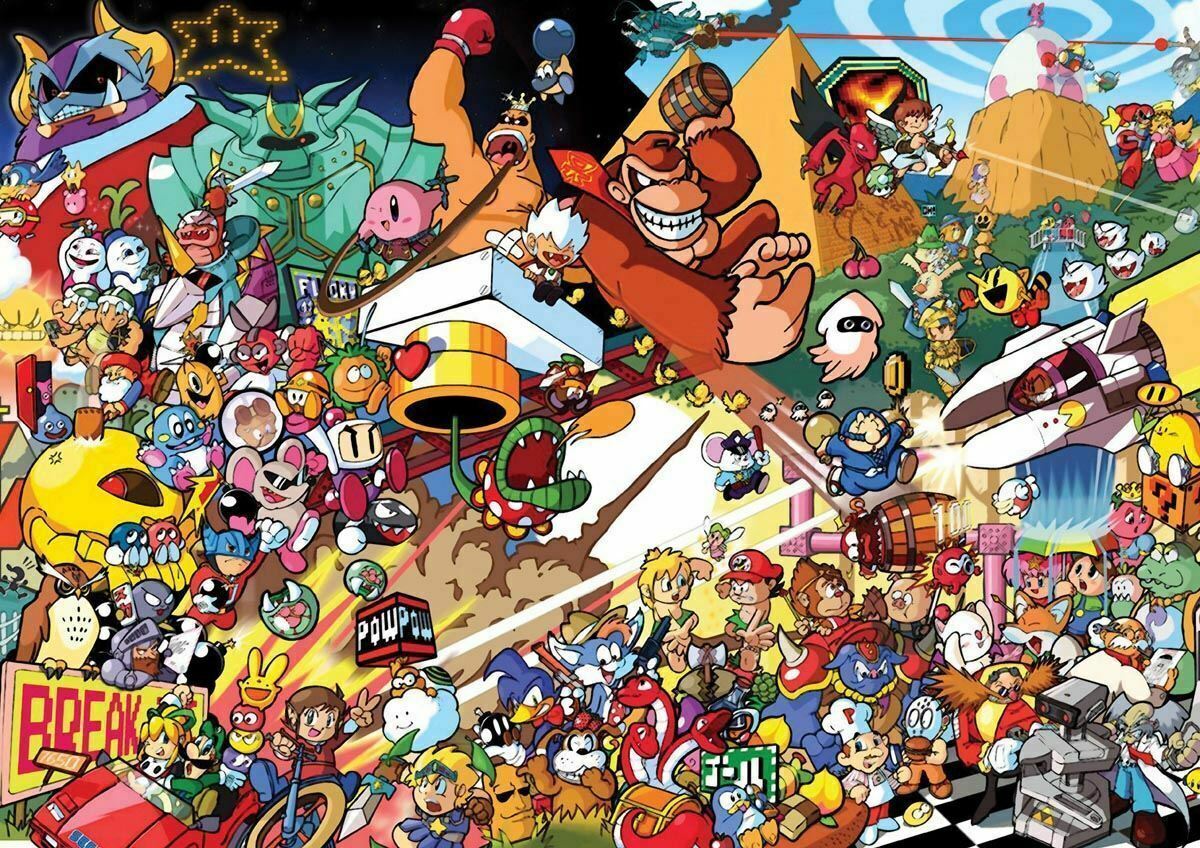 1200x848 RETRO GAMES CHARACTERS SNES NINTENDO ART Wall Print Poster 20x30