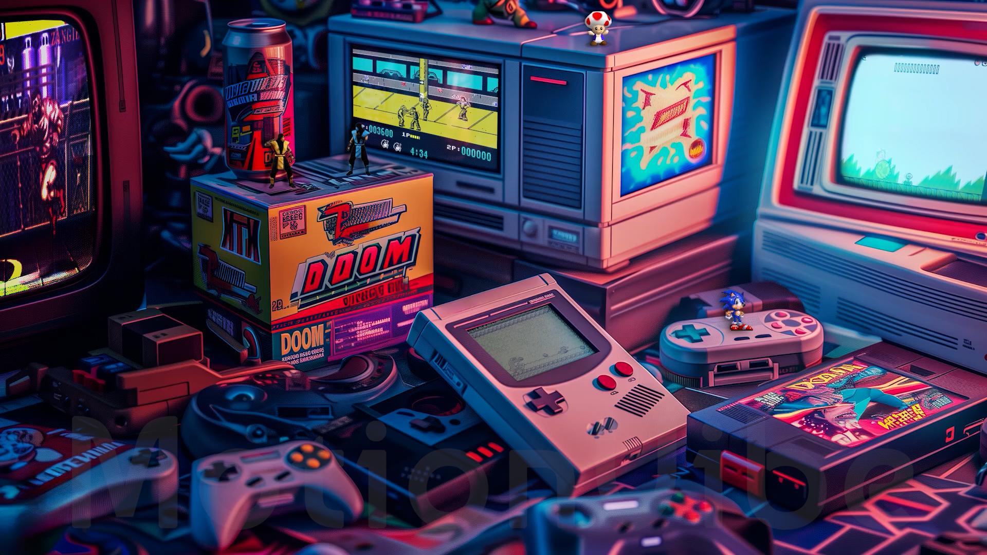 1920x1080 Animated Background, Game Set, Retro Gaming Vibes, Game Background, 8 Bit Legends, Classic Console, Twitch Stream Zoom Vtuber Background