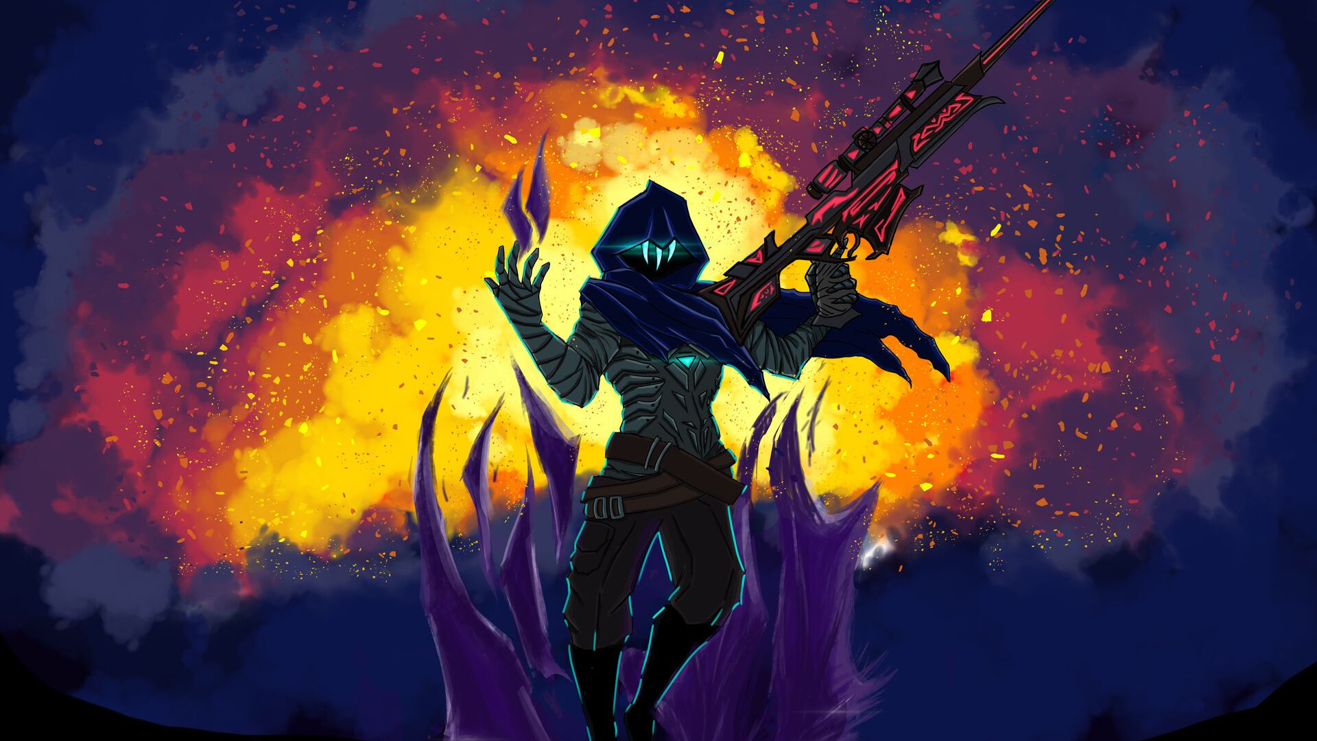1920x1080 Omen Fire Background HD Valorant Wallpaper