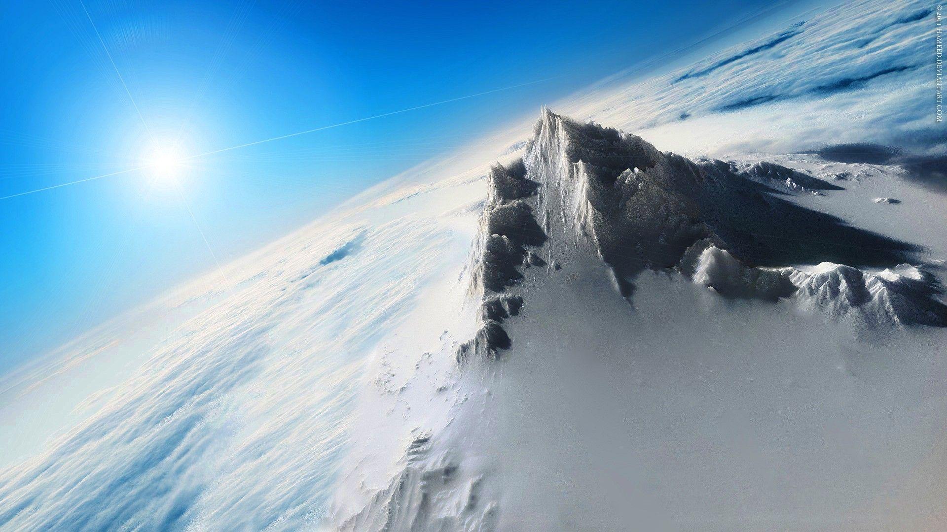 1920x1080 Mountain: Fantasy Snow Peak Fresh Blue White Sky Amazing Cool Big