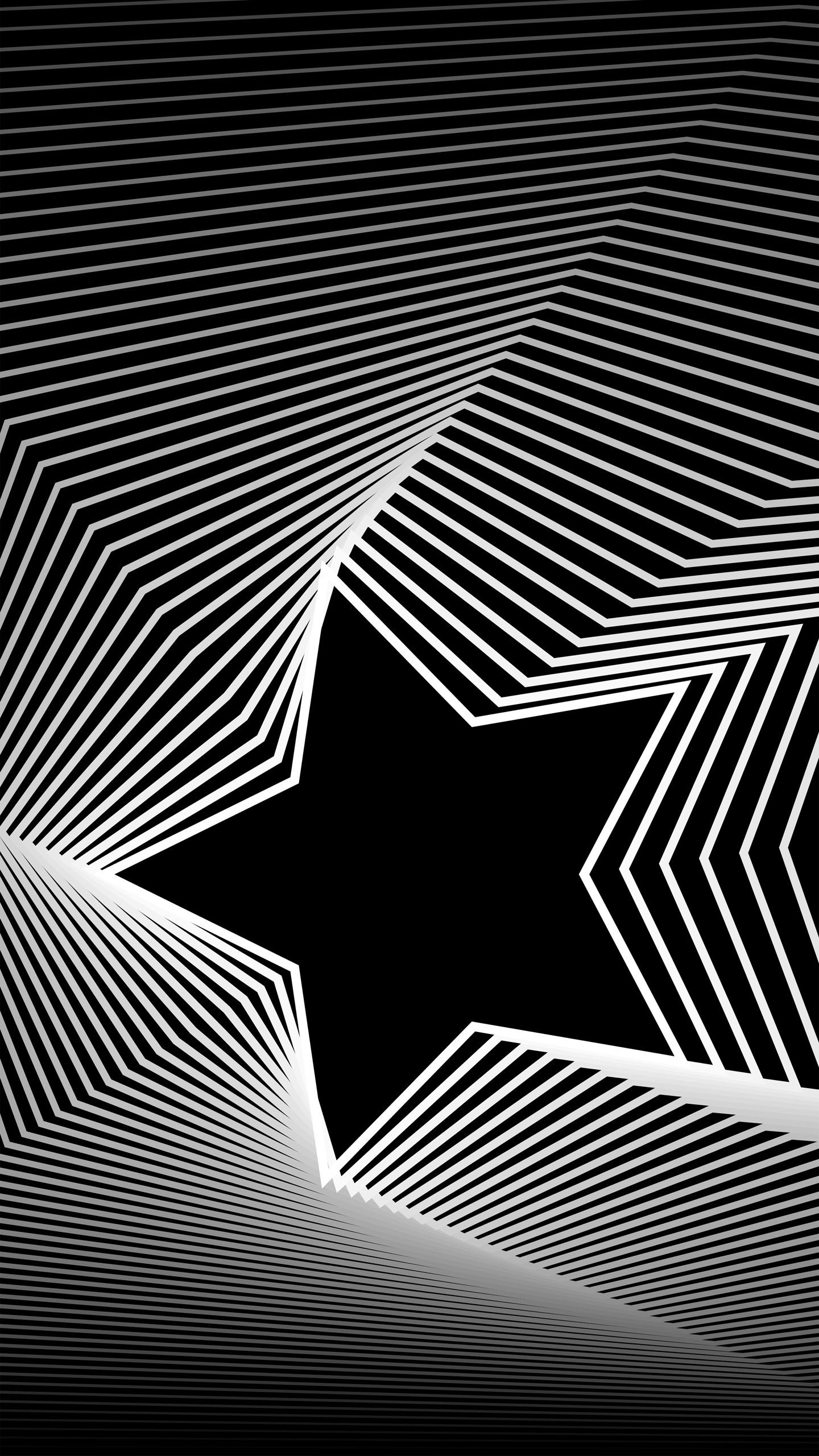 1440x2560 White Star Lines Black Background 4K 8K HD Abstract Wallpaper