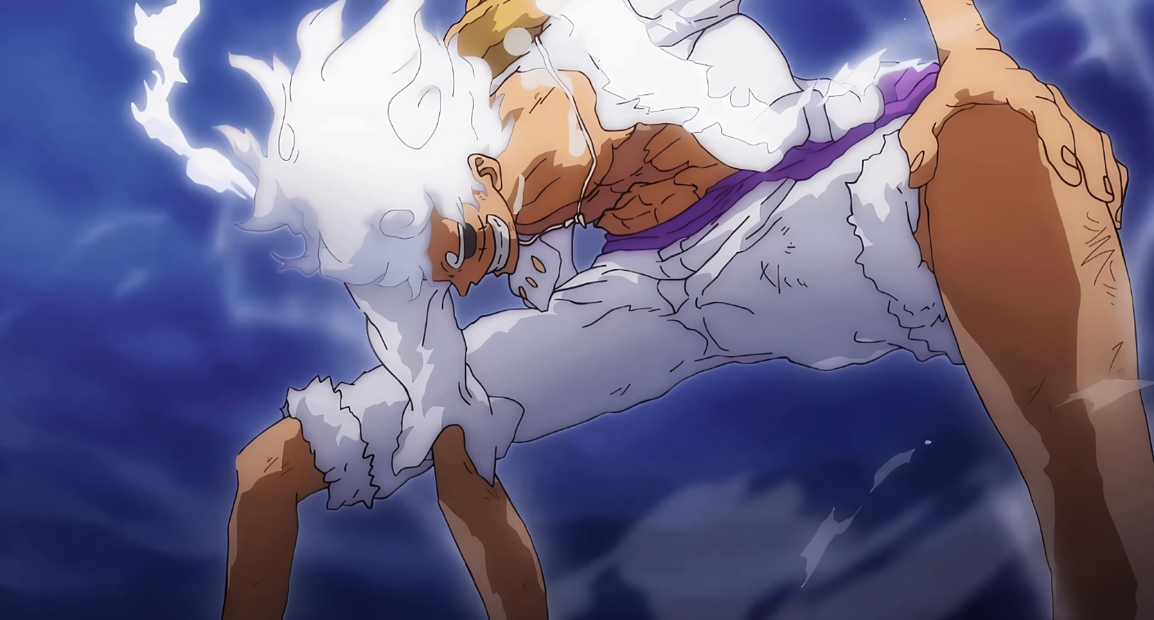 3840x2063 Gear 5 Luffy Awakens: Joy Boy's Power Unleashed Piece HD Wallpaper