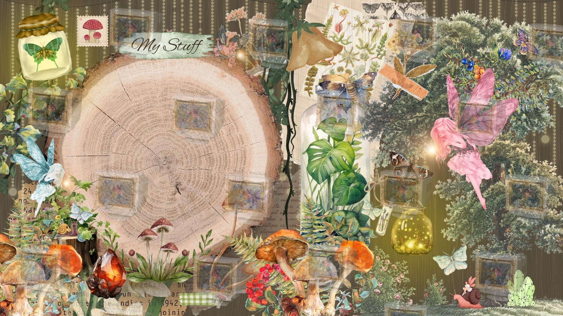 1920x1080 Fairycore Desktop Wallpaper: Whimsical Forest, Mushrooms & Fairies (digital Download)