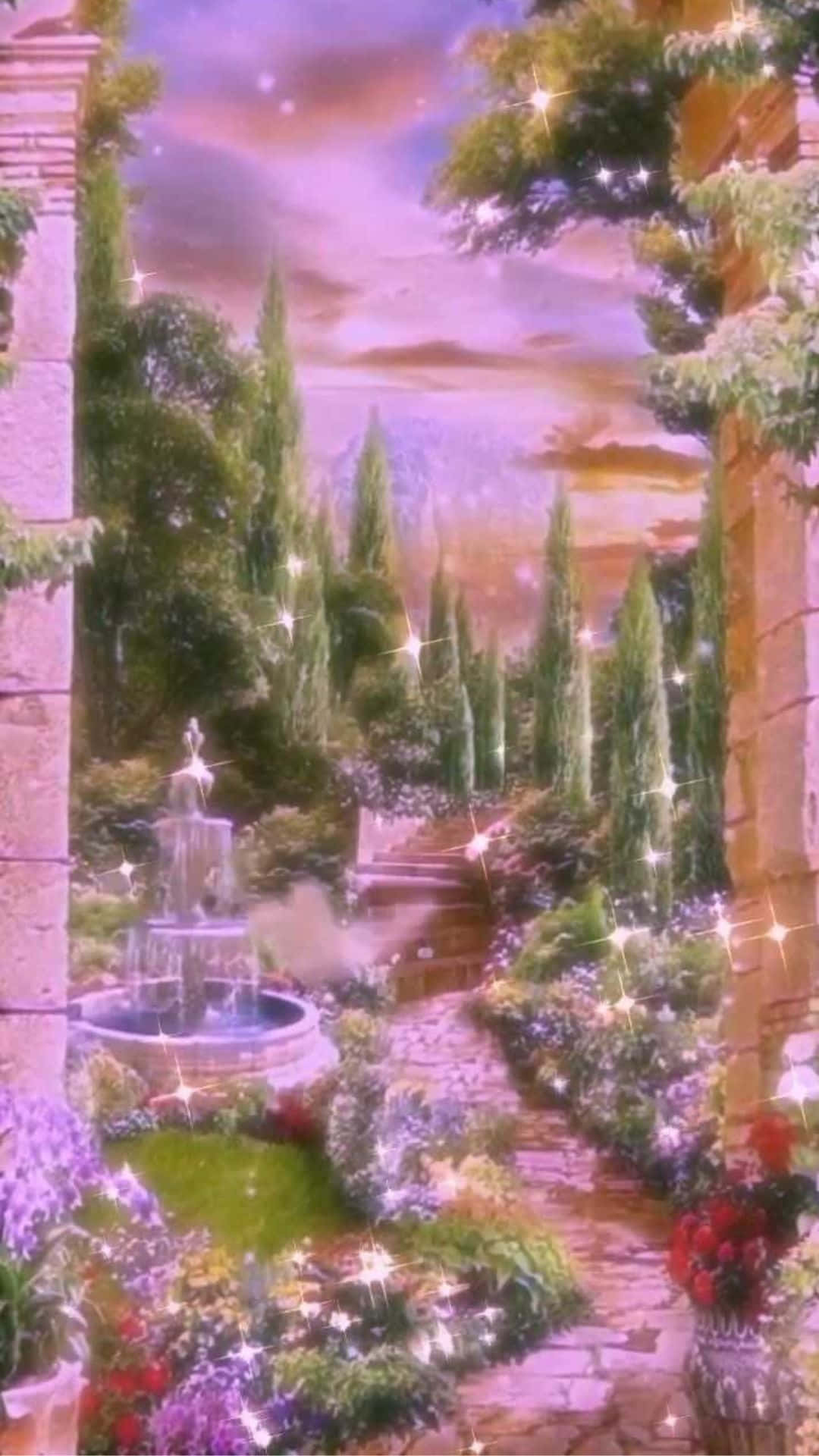 1080x1920 Download Fountain Sparkles Fairycore Background