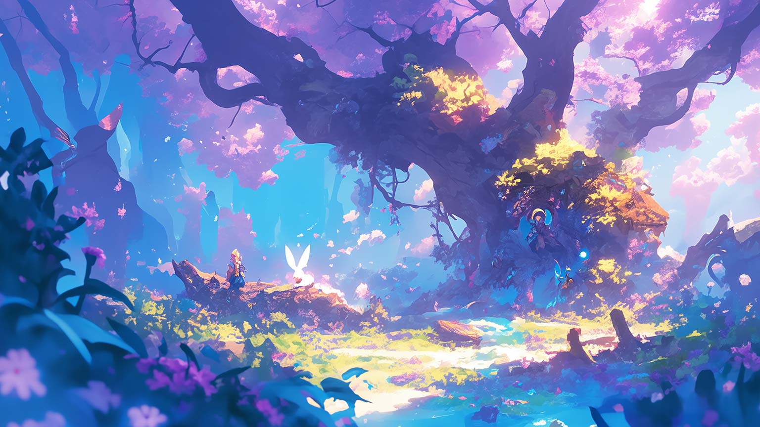 1536x864 Magical Fairycore Forest Desktop Wallpaper