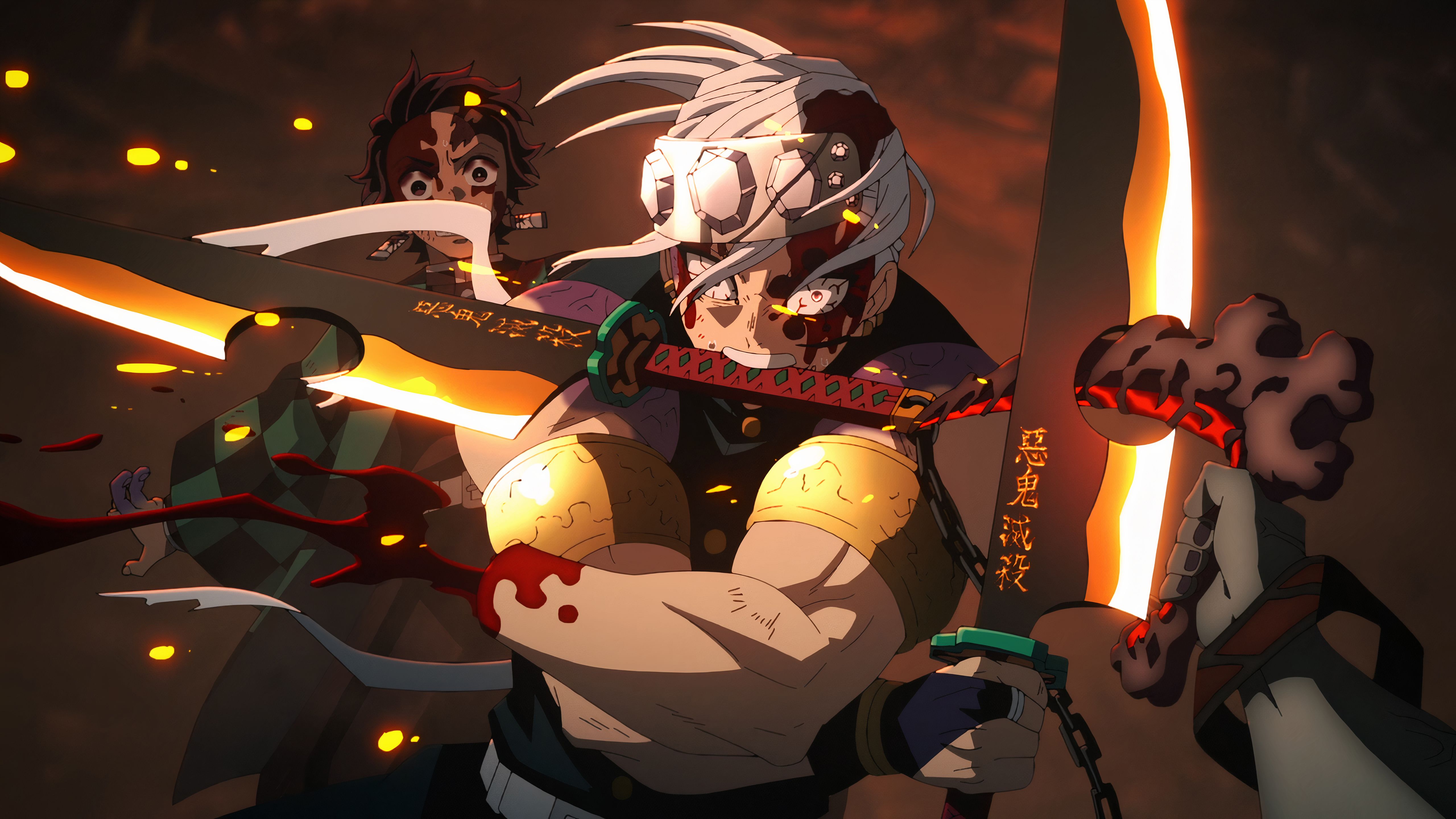 5120x2880 Tengen Uzui Tanjiro Kamado 4K 5K HD Demon Slayer Kimetsu no Yaiba Wallpaper