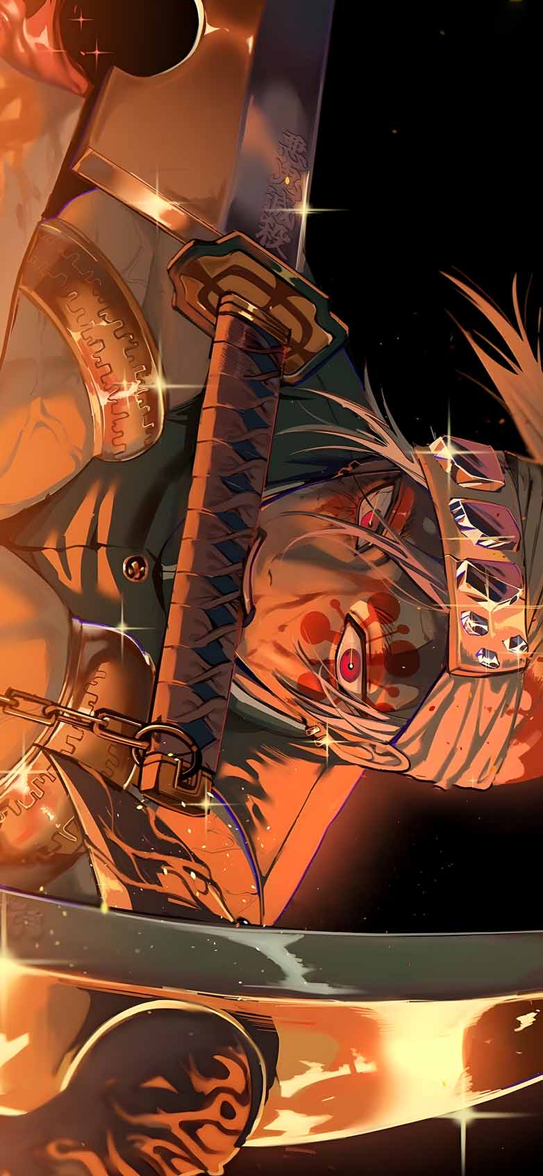 782x1692 Demon Slayer Tengen Uzui Flaming Swords Wallpaper iPhone HD