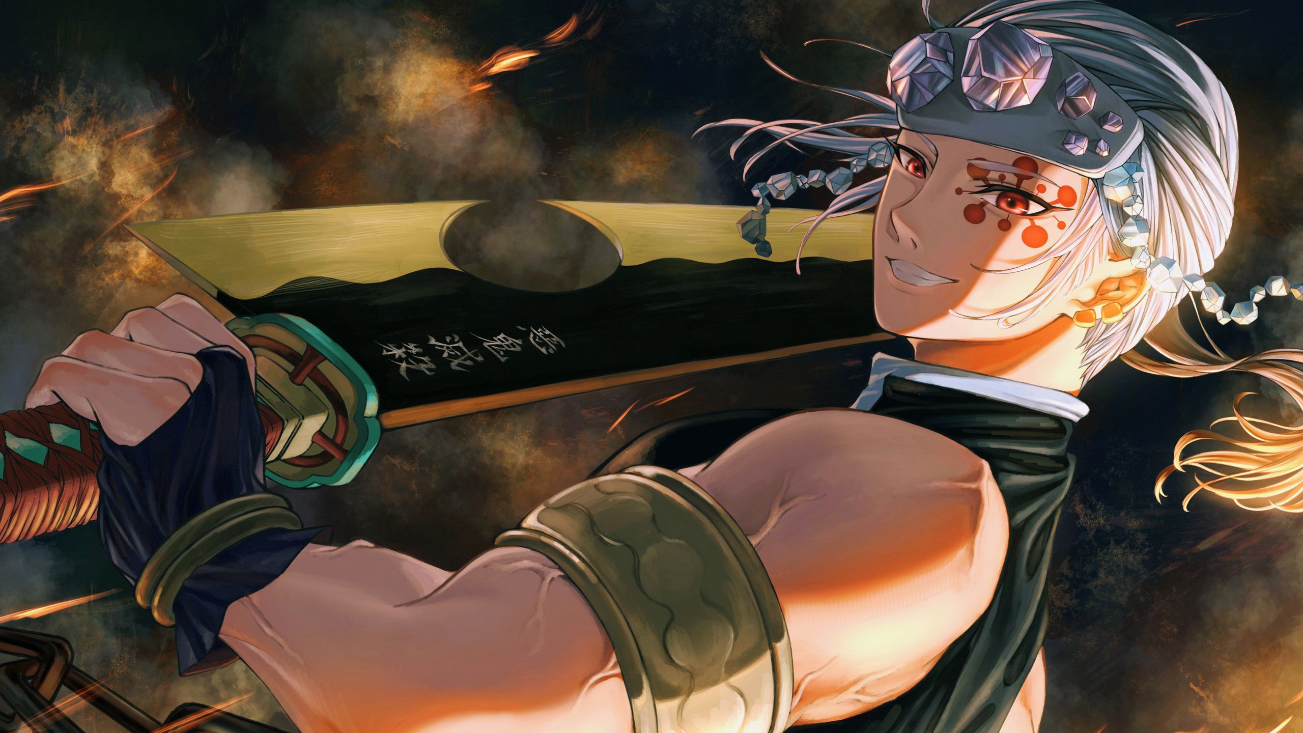 2560x1440 Tengen Uzui HD Demon Slayer Kimetsu no Yaiba Wallpaper