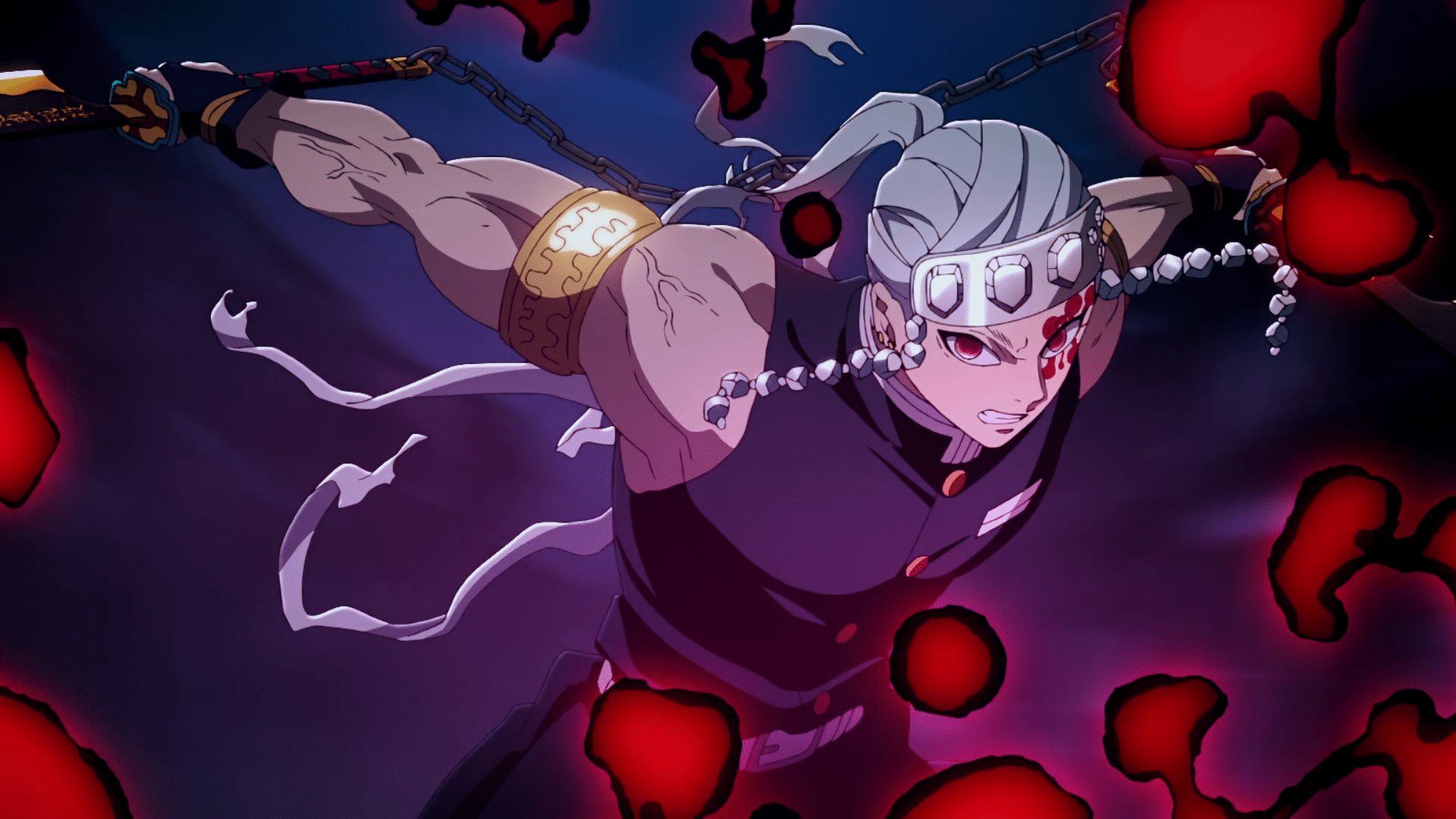 1920x1080 Tengen Uzui in Action. Demon Slayer HD Anime Wallpaper