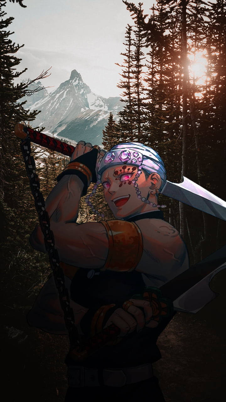 720x1280 Download Tengen Uzui In The Forest Wallpaper