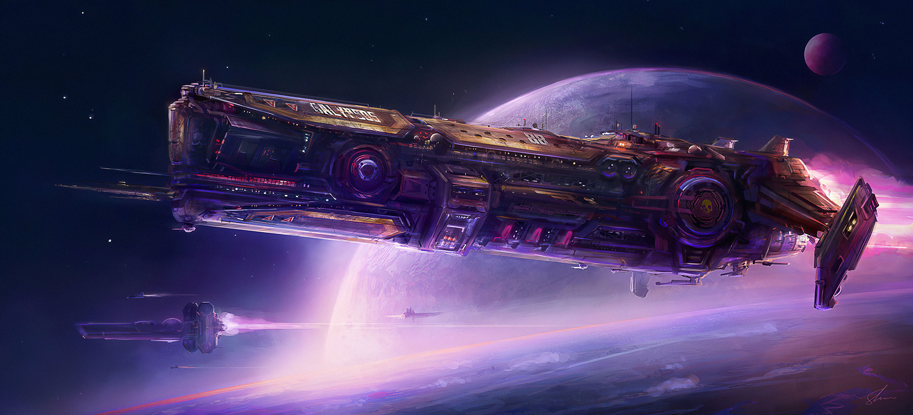 3600x1636 Wallpaper Sci fi Spaceships Art, Science Fiction, Space Art, Digital Art, Art, Background Free Image