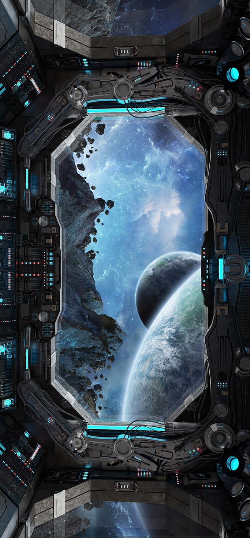 800x1716 HD black spaceship wallpaper
