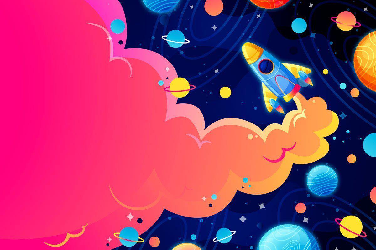 1200x800 Kids Spaceship Mural Wallpaper