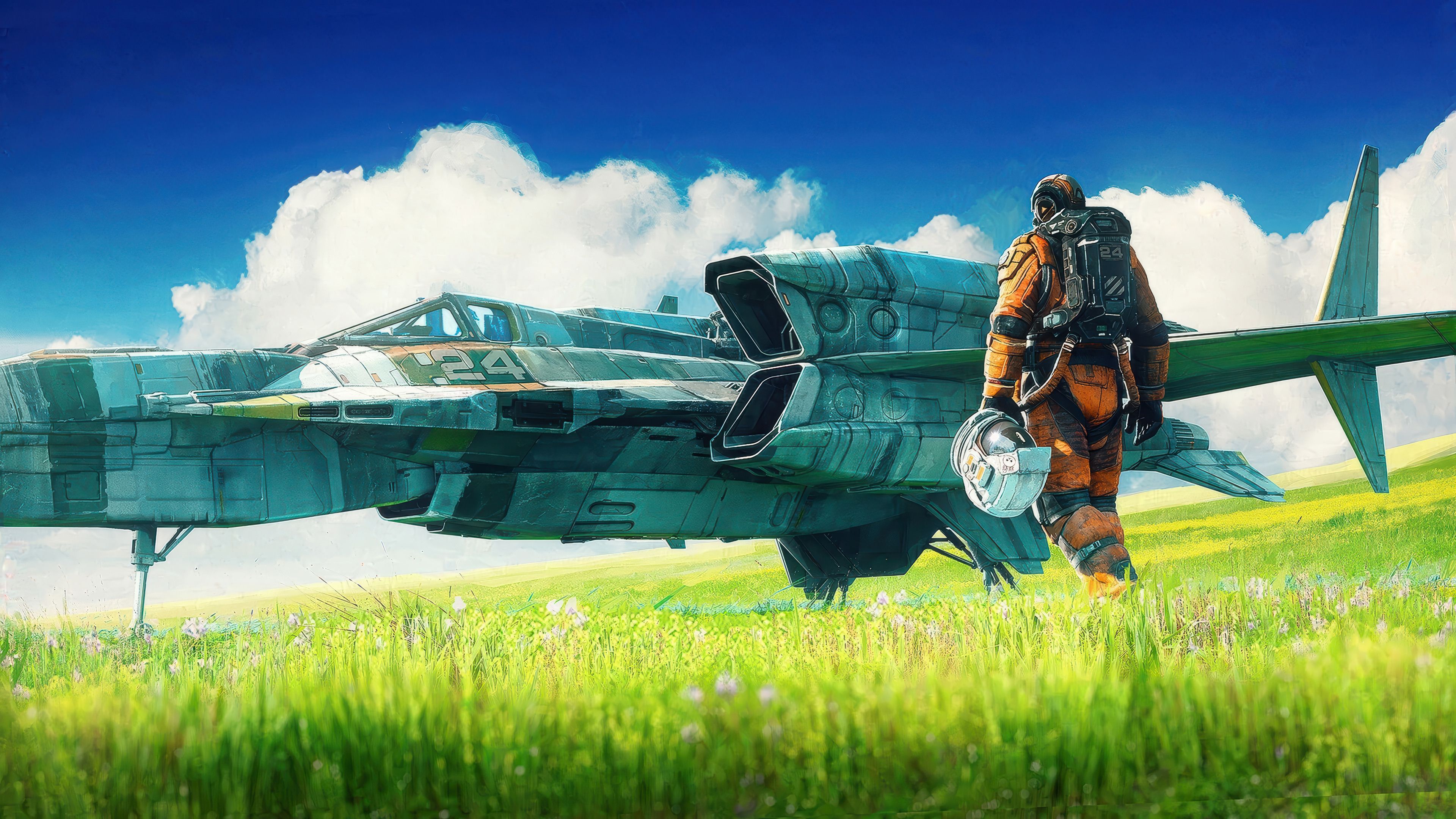 3840x2160 Futuristic Spaceship Pilot Sci Fi Wallpaper 4K HD PC C