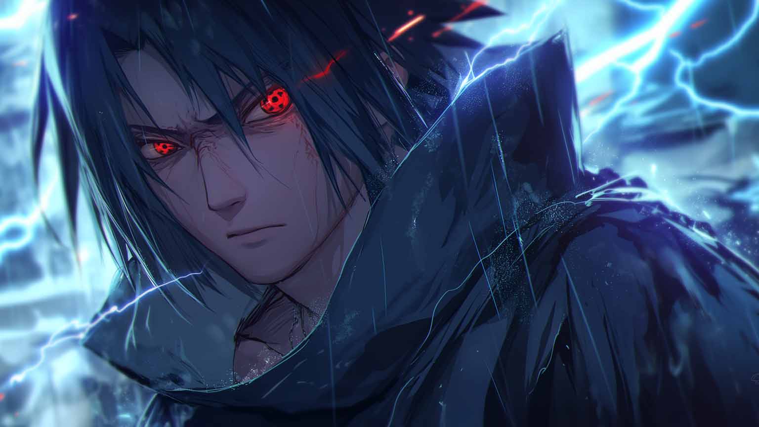 1536x864 Sasuke Uchiha Lightning Desktop Wallpaper