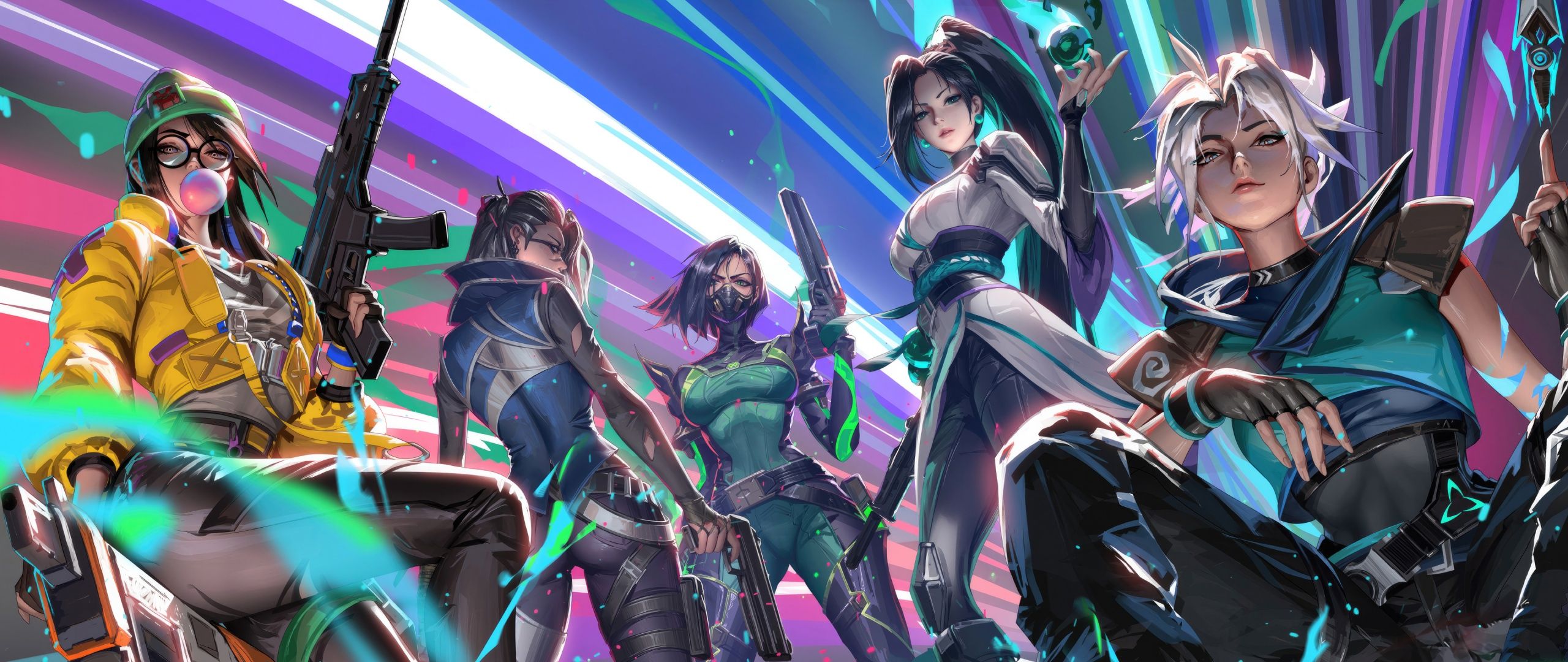 2560x1080 Valorant Wallpaper 4K, Girls, Viper, Sage, Jett, Killjoy