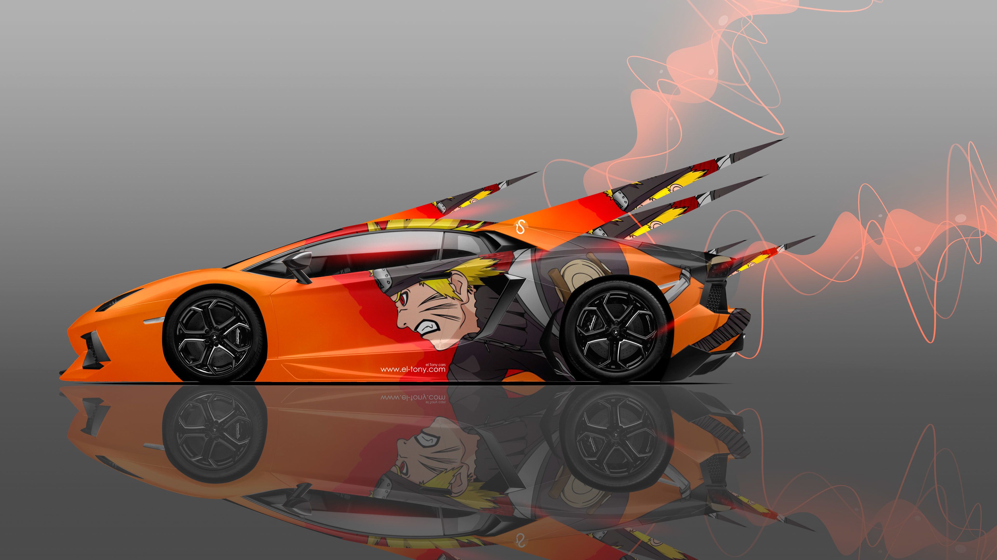 3840x2160 Wallpaper car, machine, auto, orange, style, Wallpaper, photohop, anime for mobile and desktop, section стиль, resolution 3840x2160