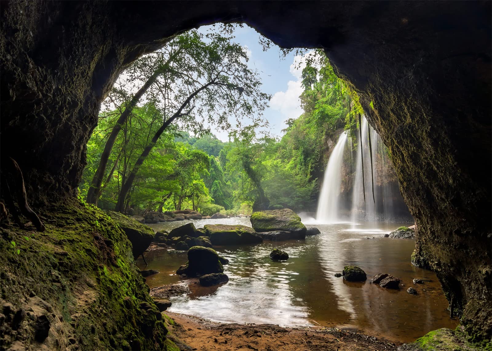 1600x1140 Amazon.com : BELECO 7x5ft Fabric Tropical Forest Waterfall Backdrop Mountain Cave Waterfalls Green Trees Lake Nature Background Wallpaper Outdoor Travel Adventure Hiking Camping Photohoot Portrait Studio Props