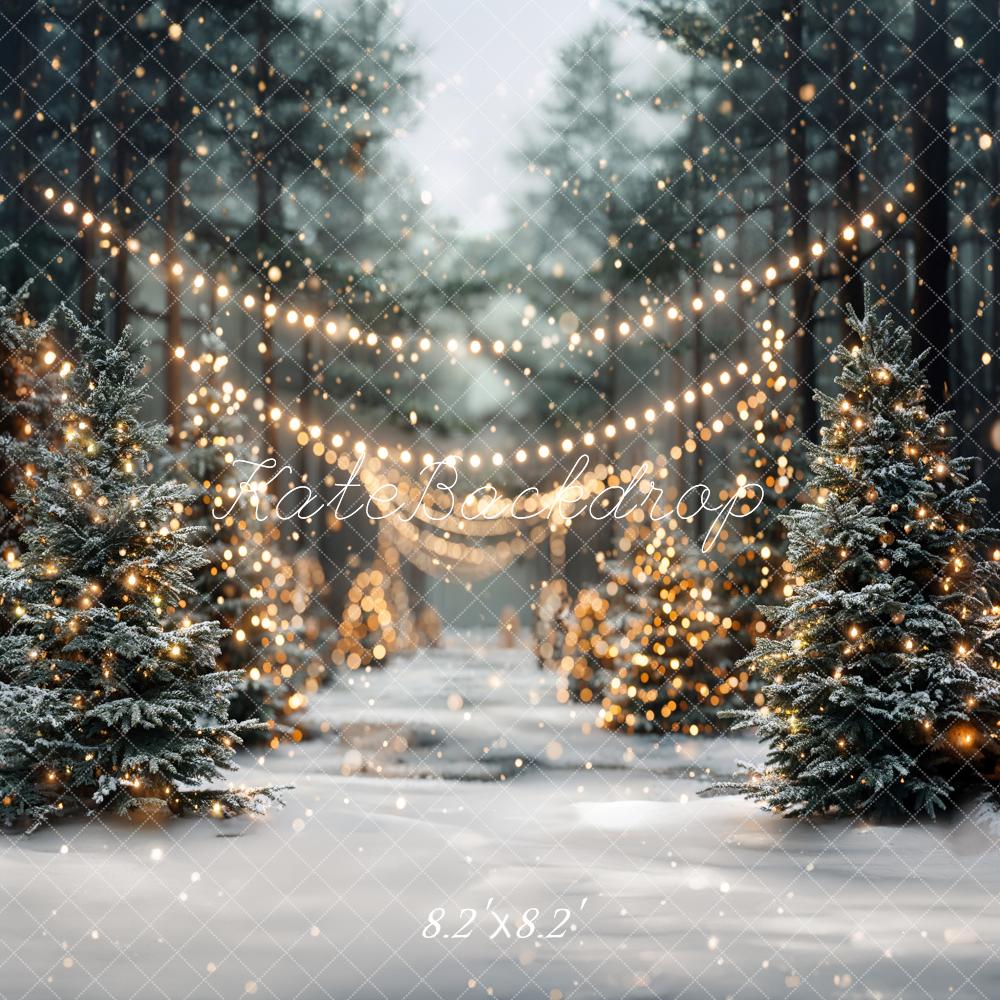1000x1000 Kate Winter Christmas Tree White Snowland Outdoor Forest Backdrop Designed